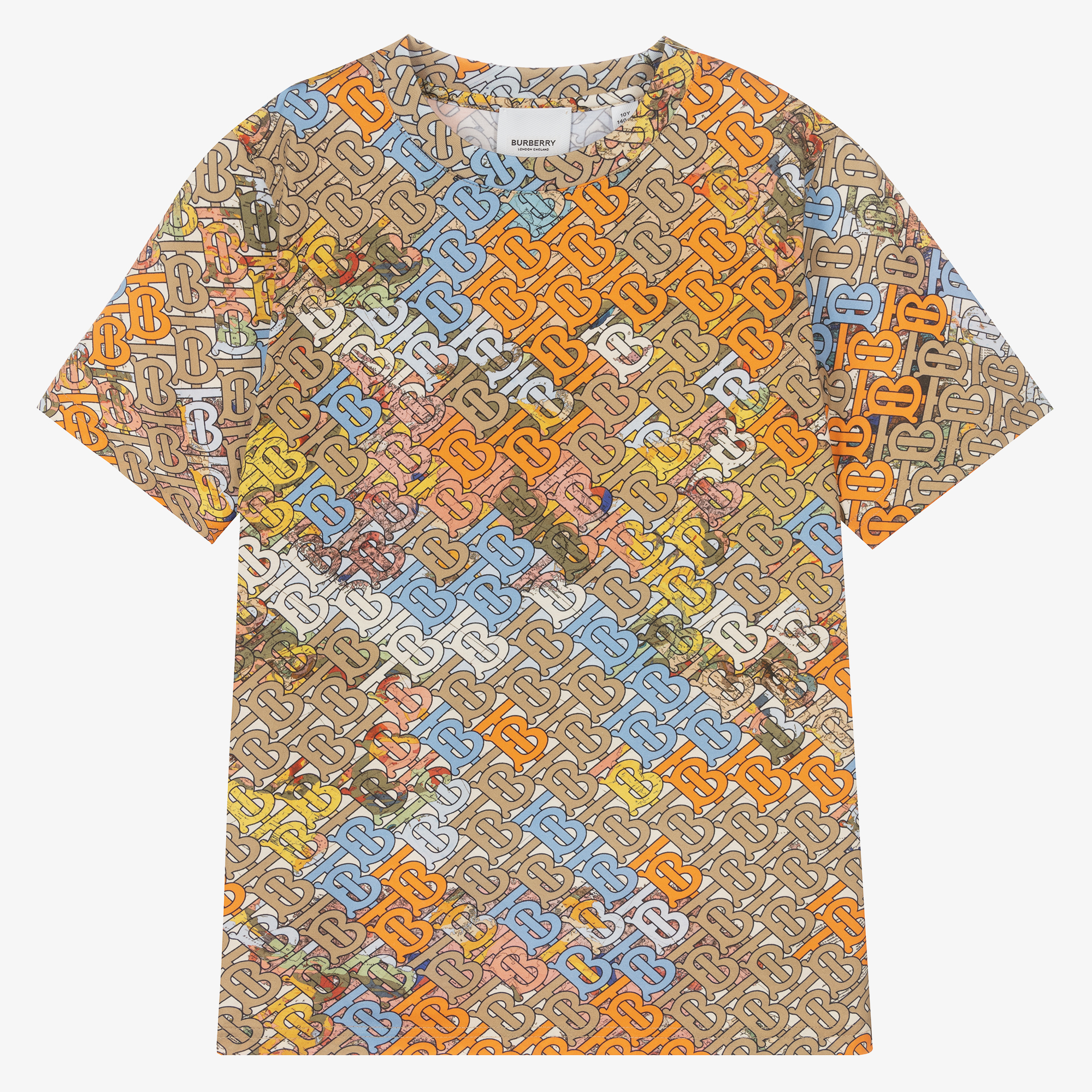 Burberry Kids' Nevin Monogram Print Cotton & Silk Button-Up Shirt