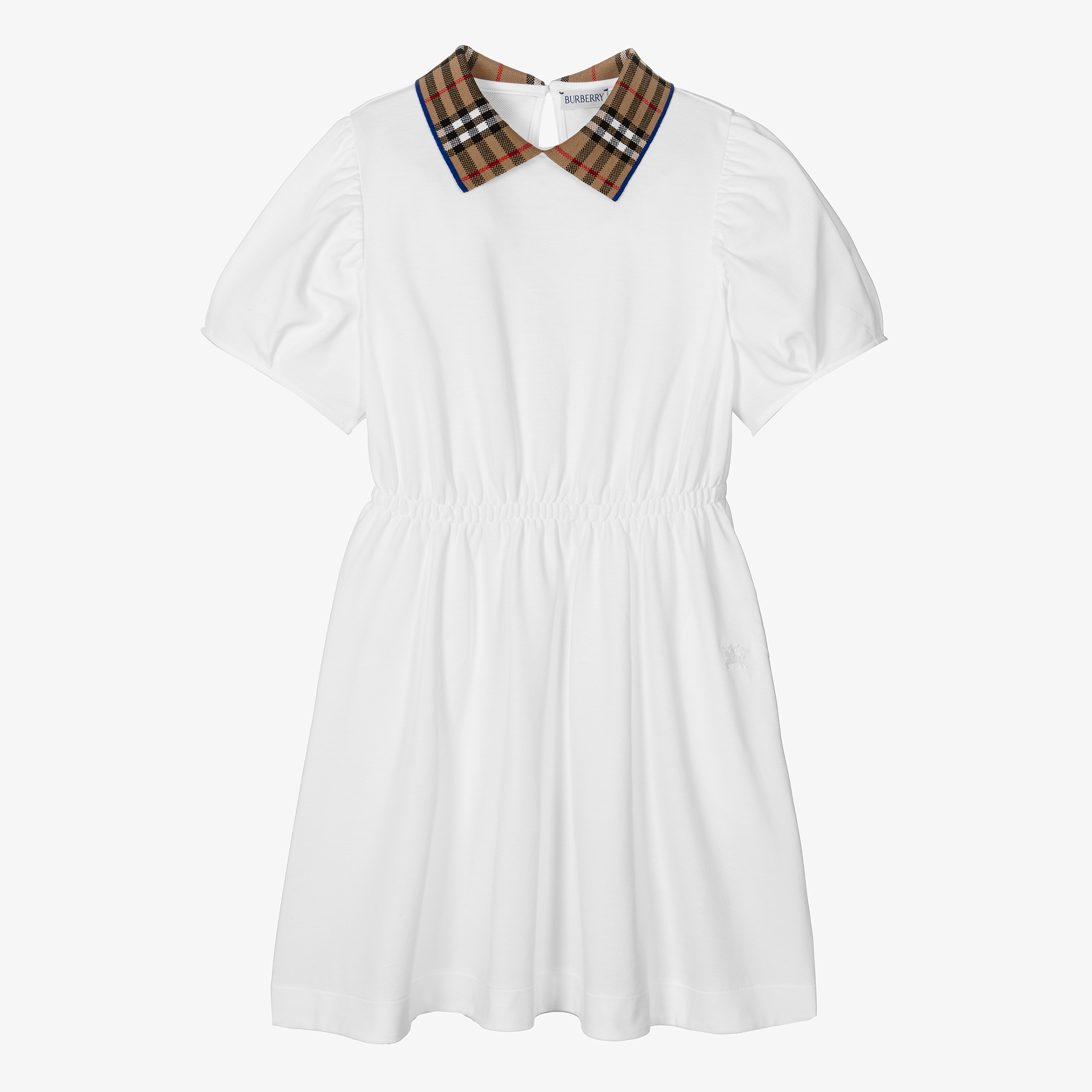 Burberry - Teen Girls White Check Collar Polo Dress | Childrensalon