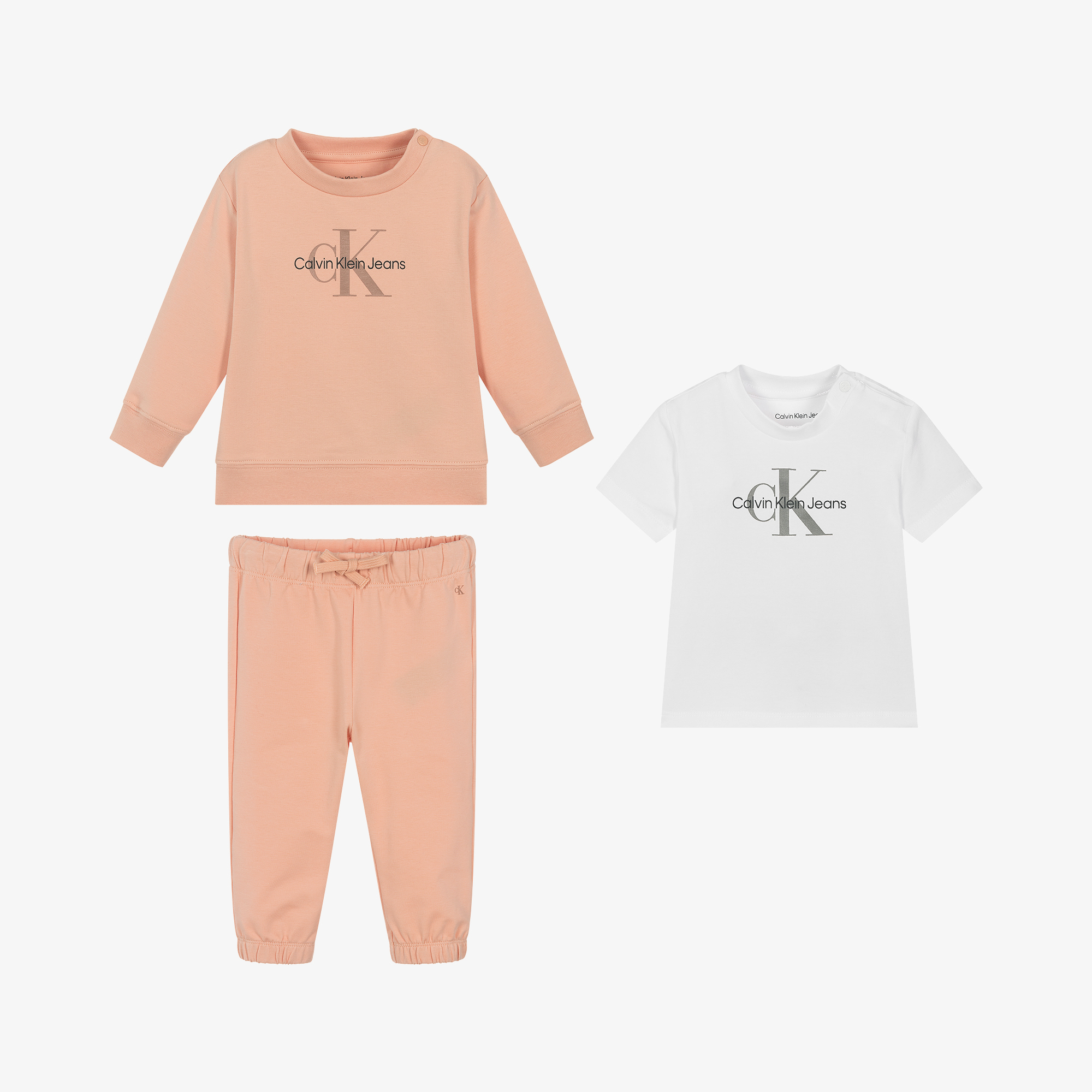 Calvin Klein Baby Girls Pink Cotton Tracksuit Gift Set Childrensalon