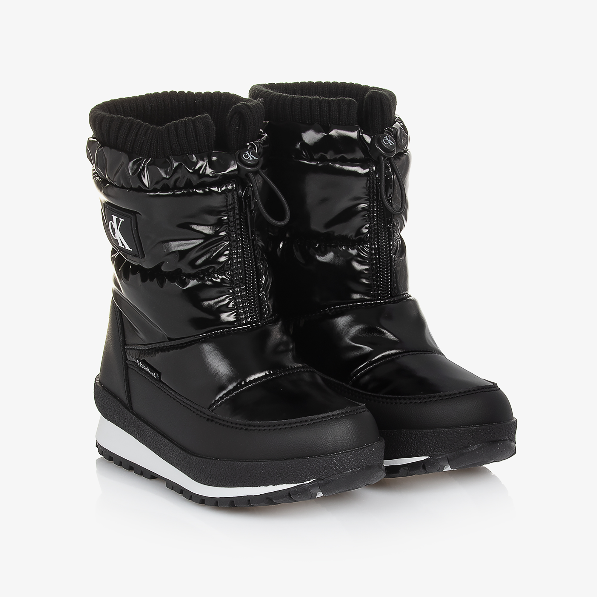 Calvin Klein Black Faux Leather Snow Boots