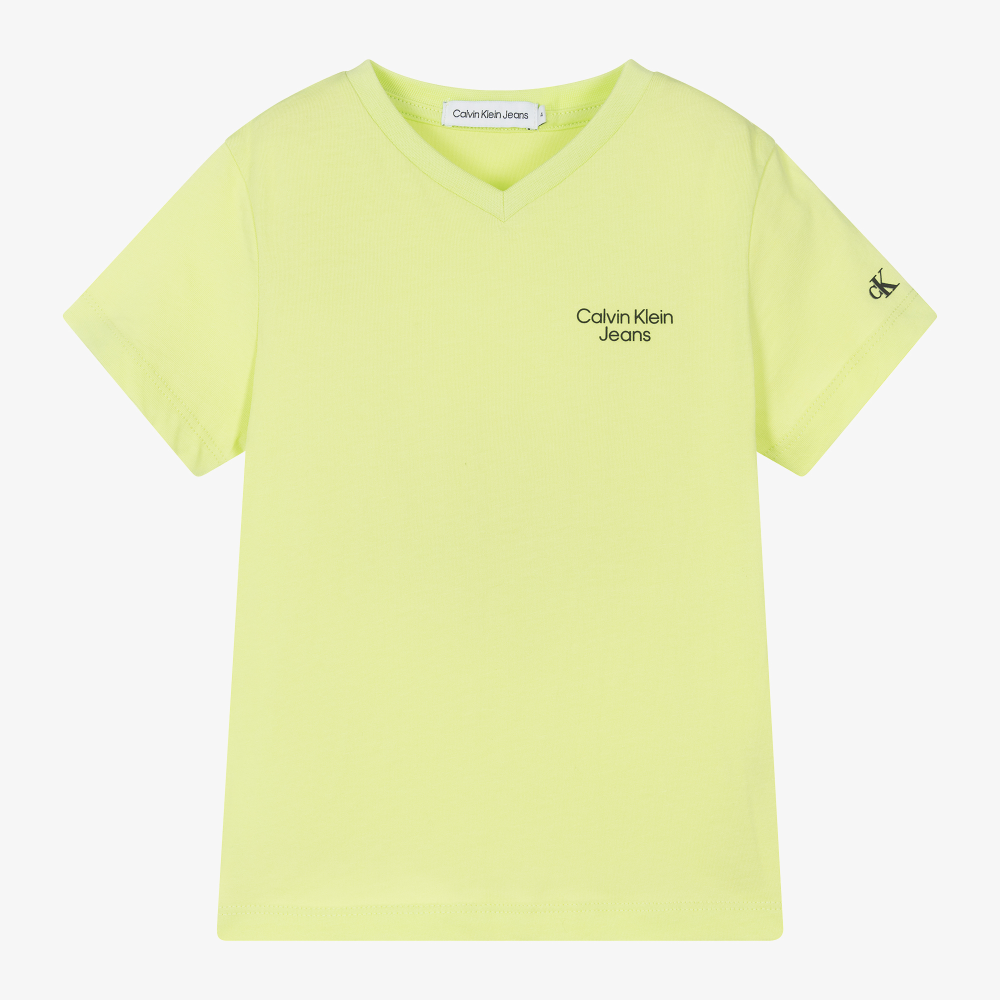 Calvin Klein Boys Neon Green Logo T-Shirt