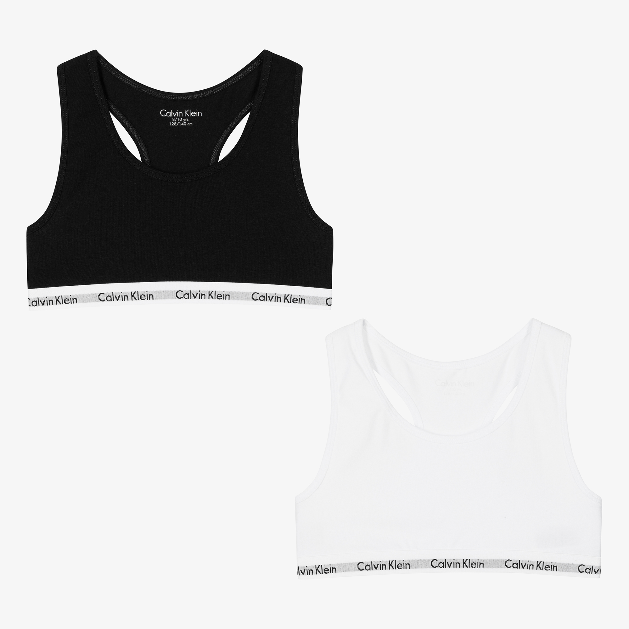 Calvin Klein - Girls Black & White Cotton Bralettes (2 Pack)
