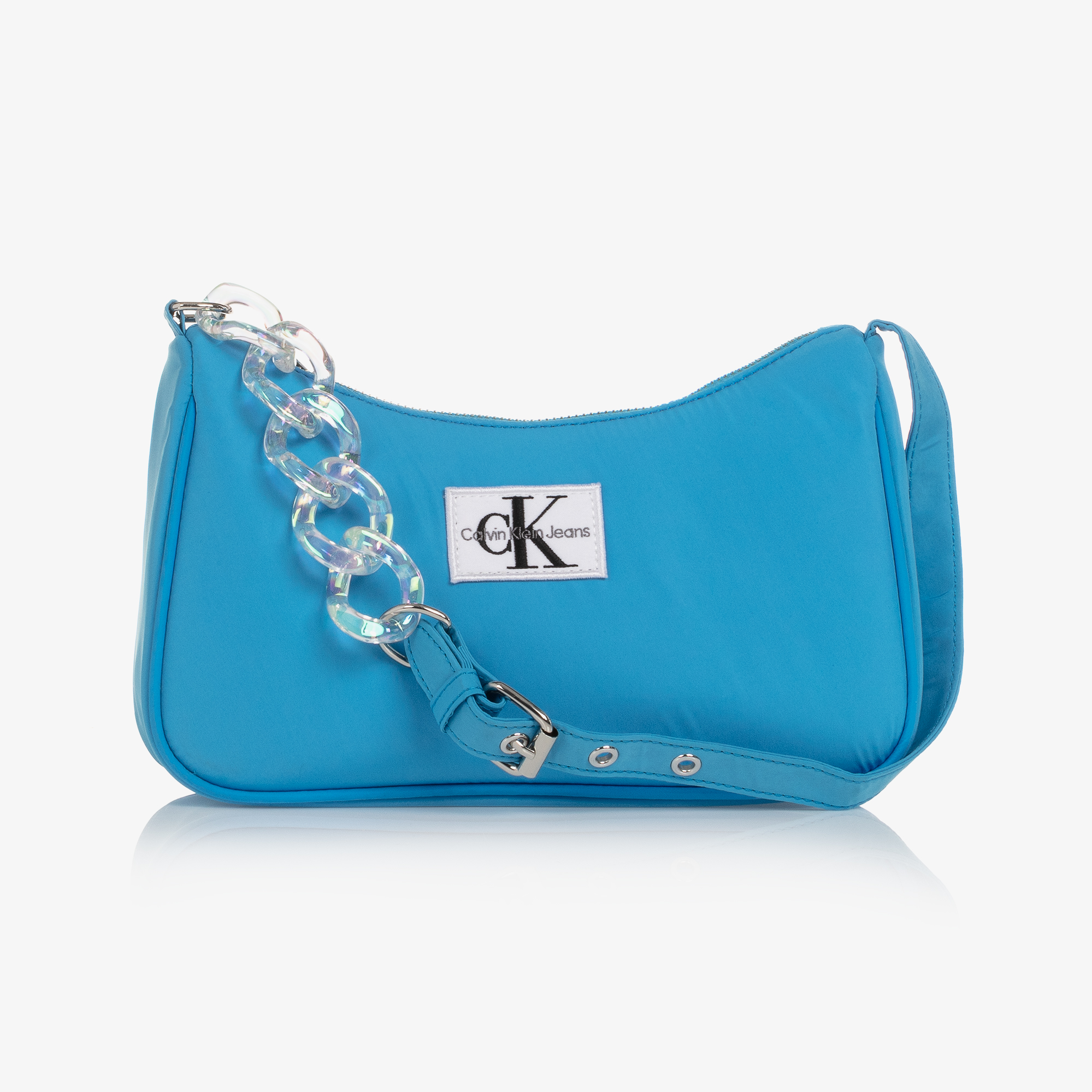 Calvin Klein Jeans - Girls Blue Chain Shoulder Bag (24cm) | Childrensalon