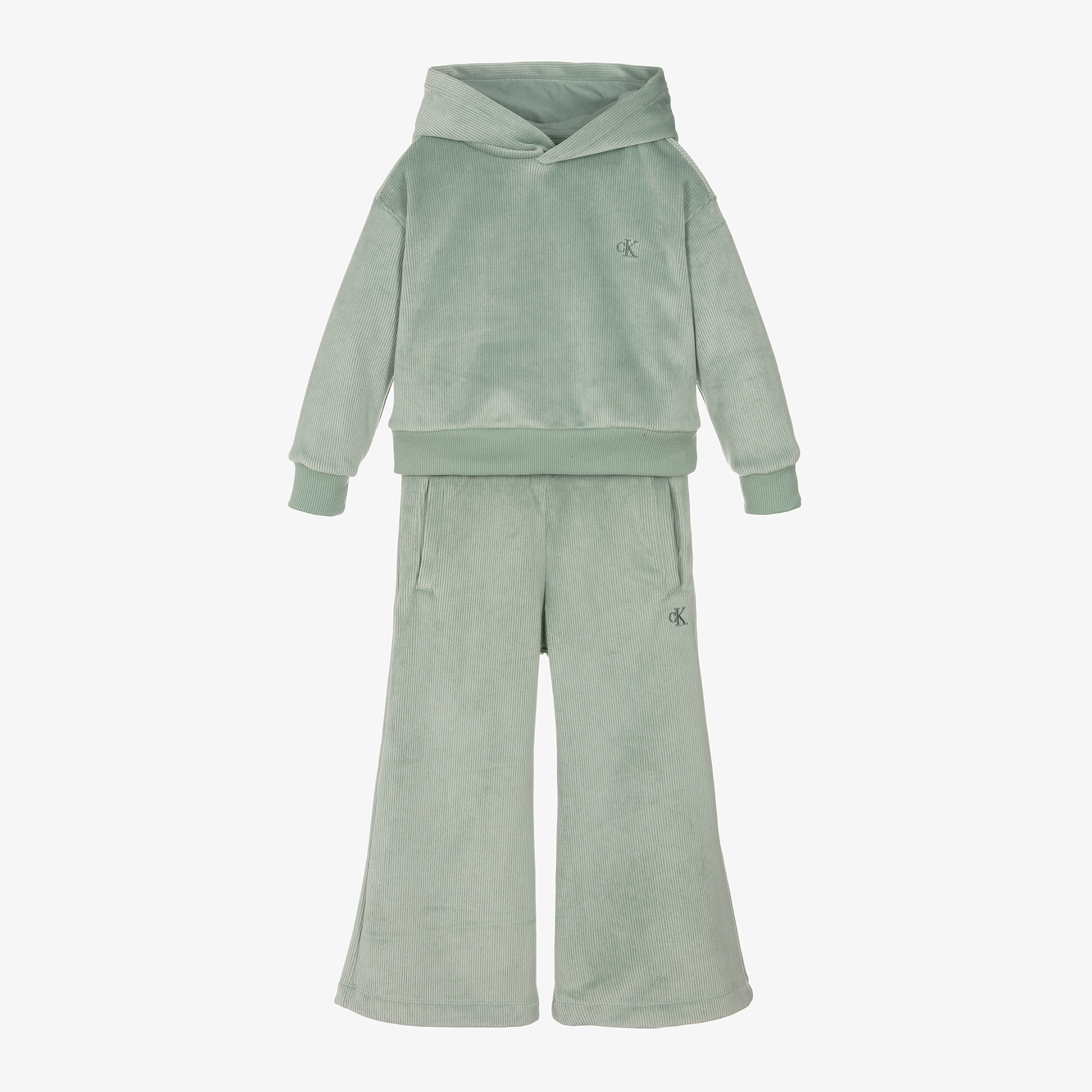 Calvin Klein Girls Green Velour Trouser Set Childrensalon