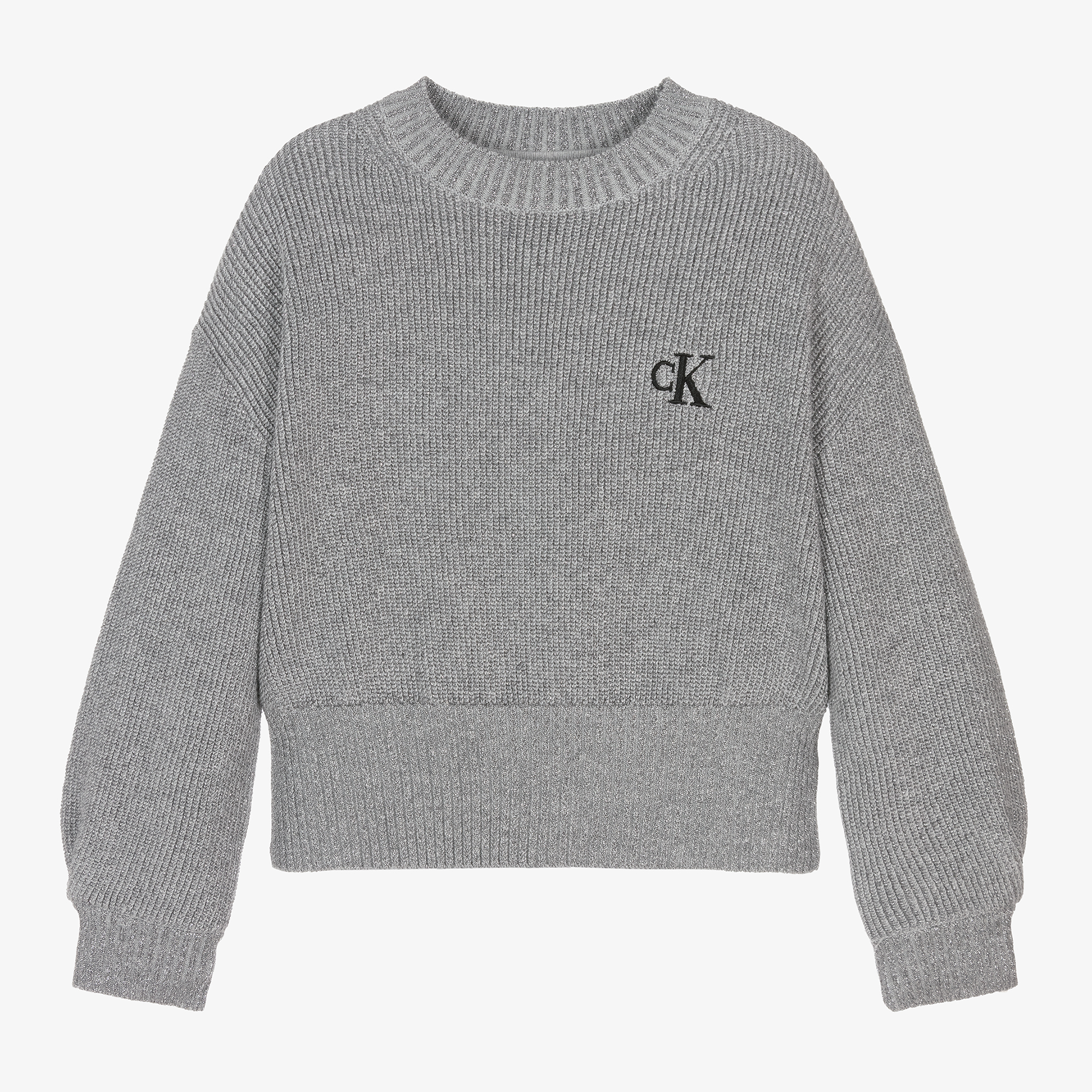 Calvin Klein Girls Grey Sparkly Knitted Sweater