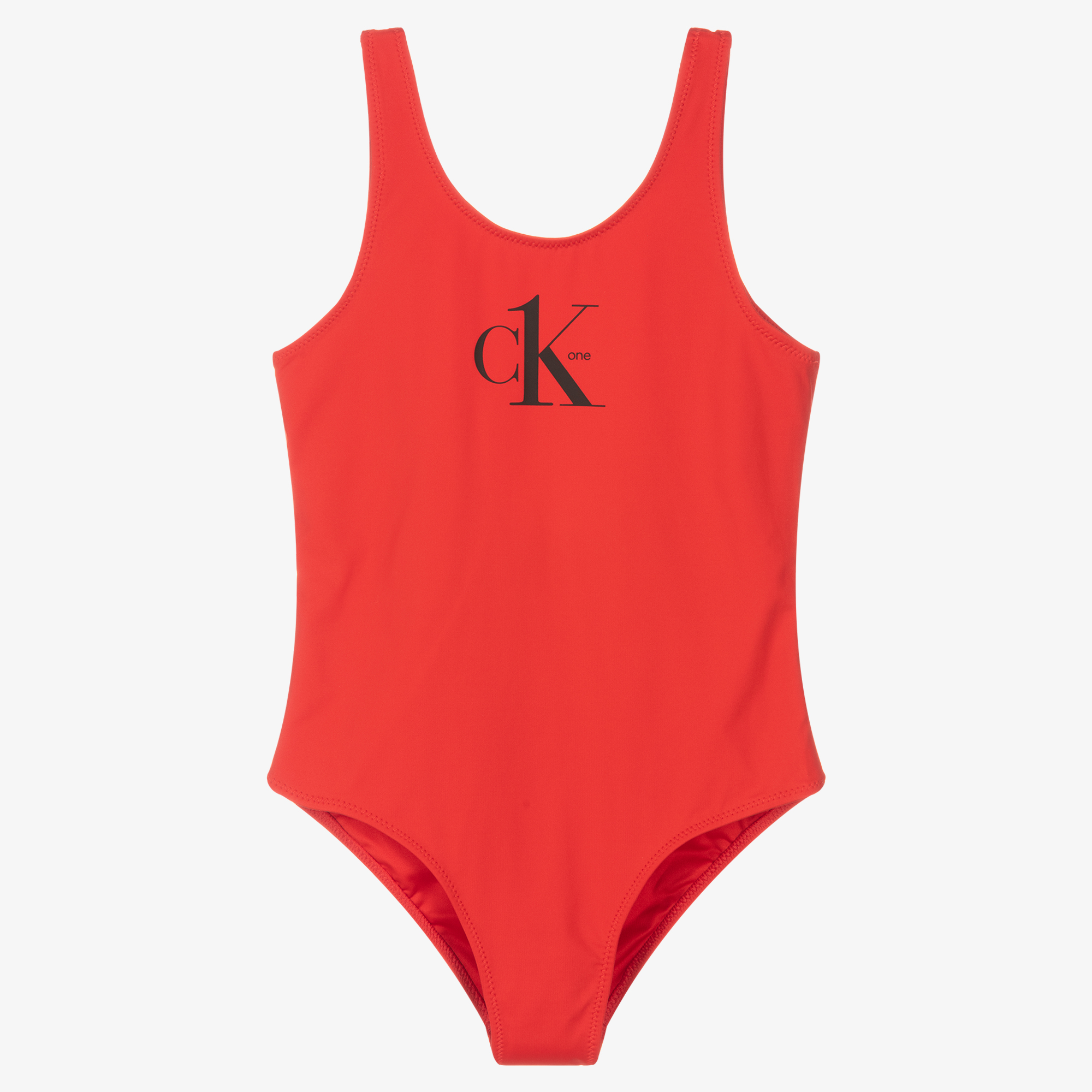 Calvin Klein - Girls Black Logo Swimsuit | Childrensalon