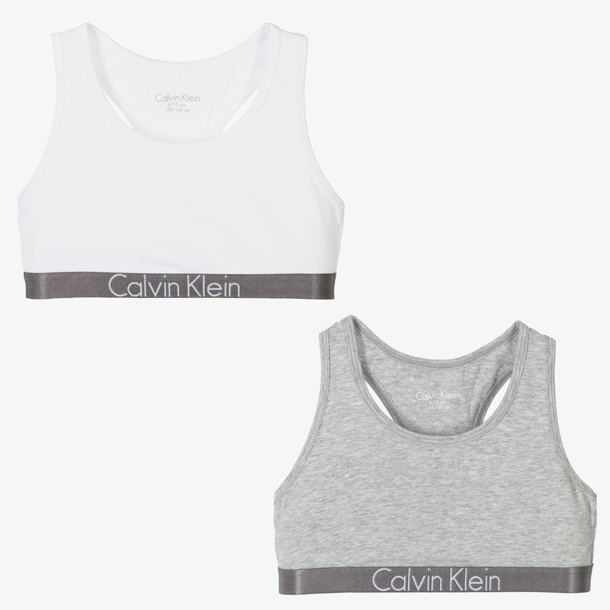 Calvin Klein Girls' Pullover Crop Bra 2-Pack - Heather Grey