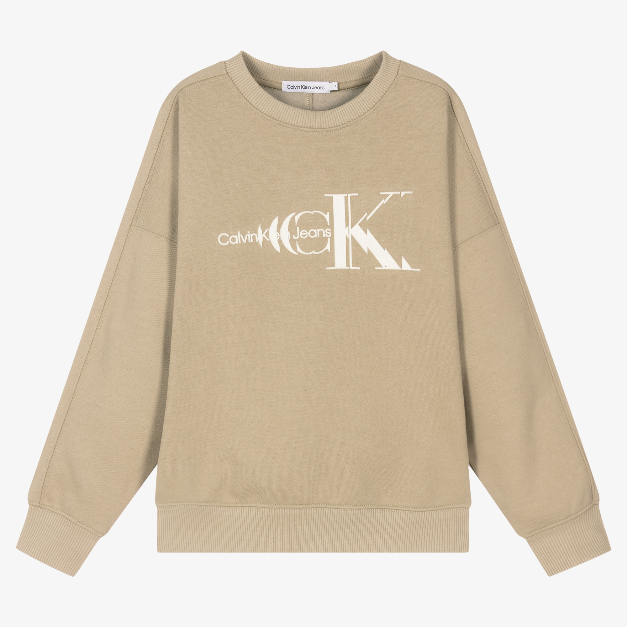 Calvin Klein Jeans - Teen Boys Beige Cotton Logo Sweatshirt | Childrensalon