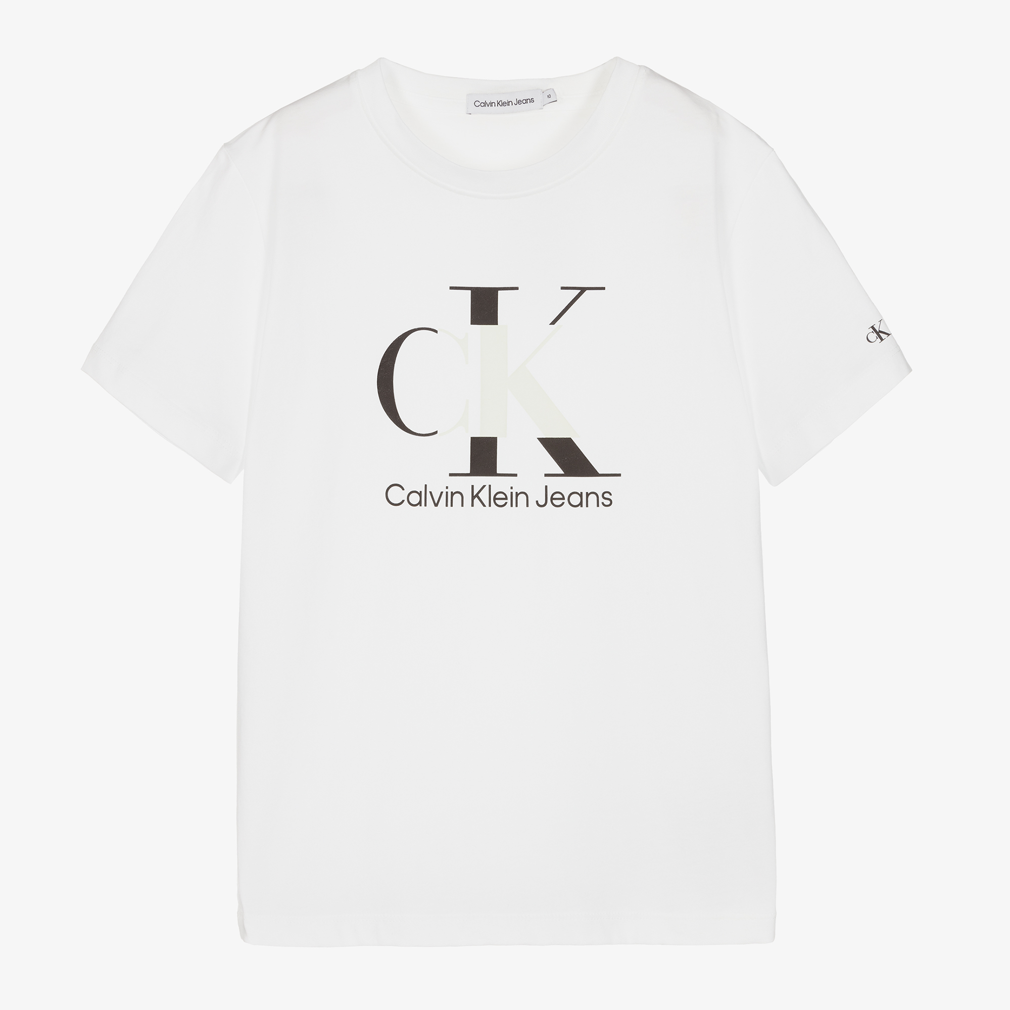 Calvin Klein Jeans - Girls White Logo T-Shirt | Childrensalon