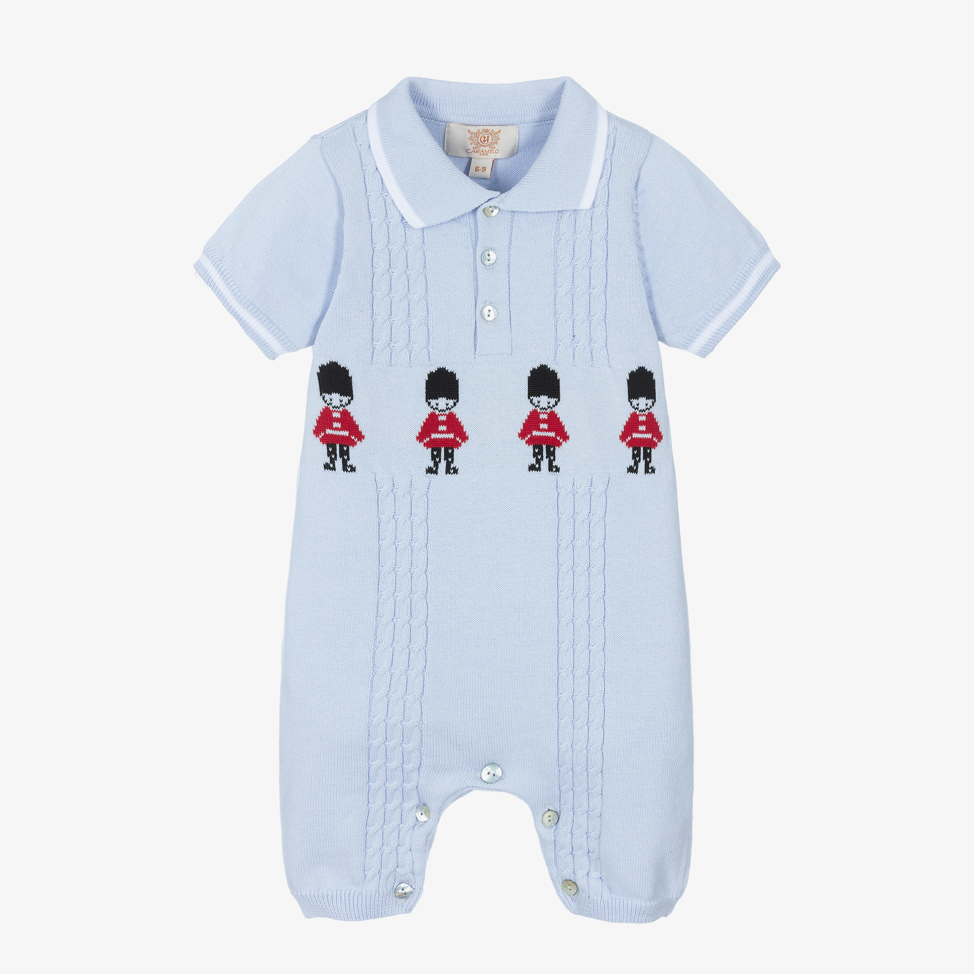 Caramelo Kids Blue Cotton Knit Baby Romper