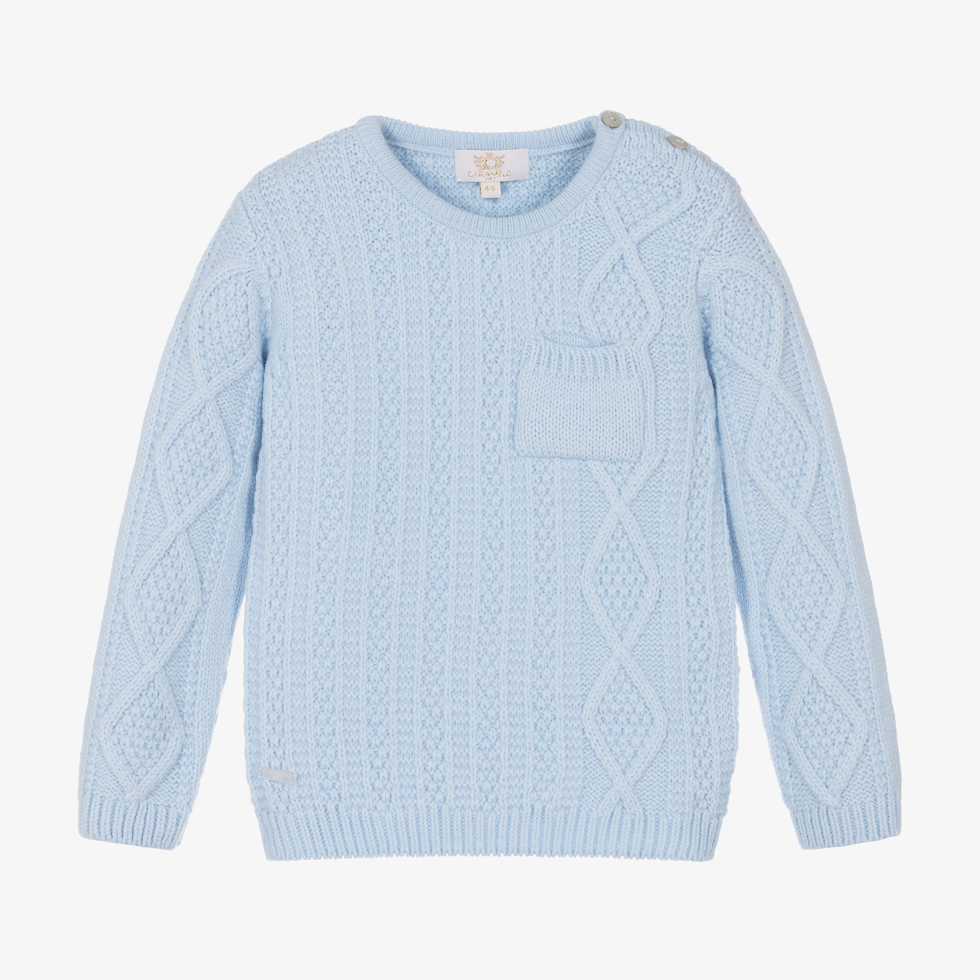 Caramelo Kids - Boys Blue Cable Knit Wool Sweater