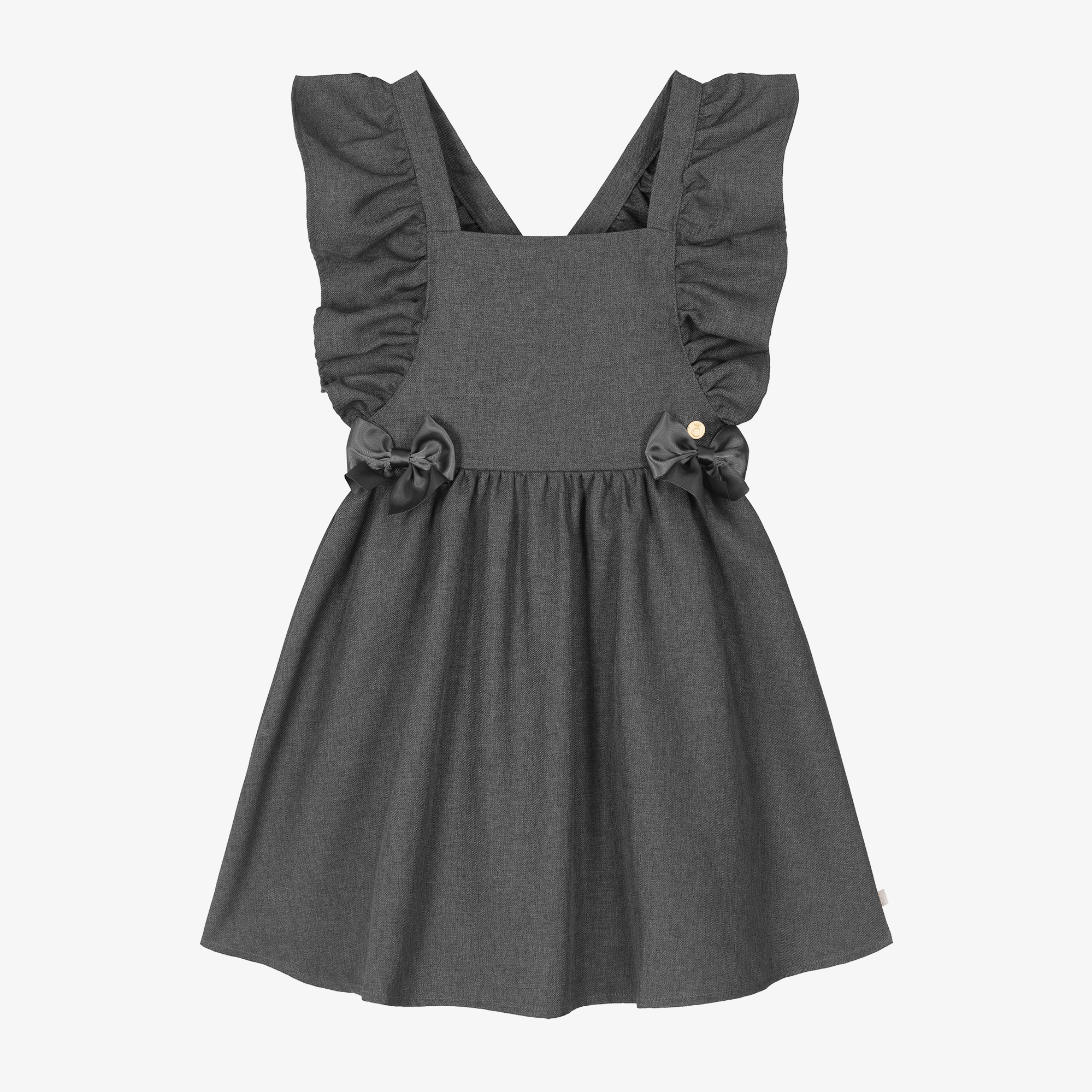 Caramelo Kids Girls Grey Ruffle Pinafore Dress Childrensalon