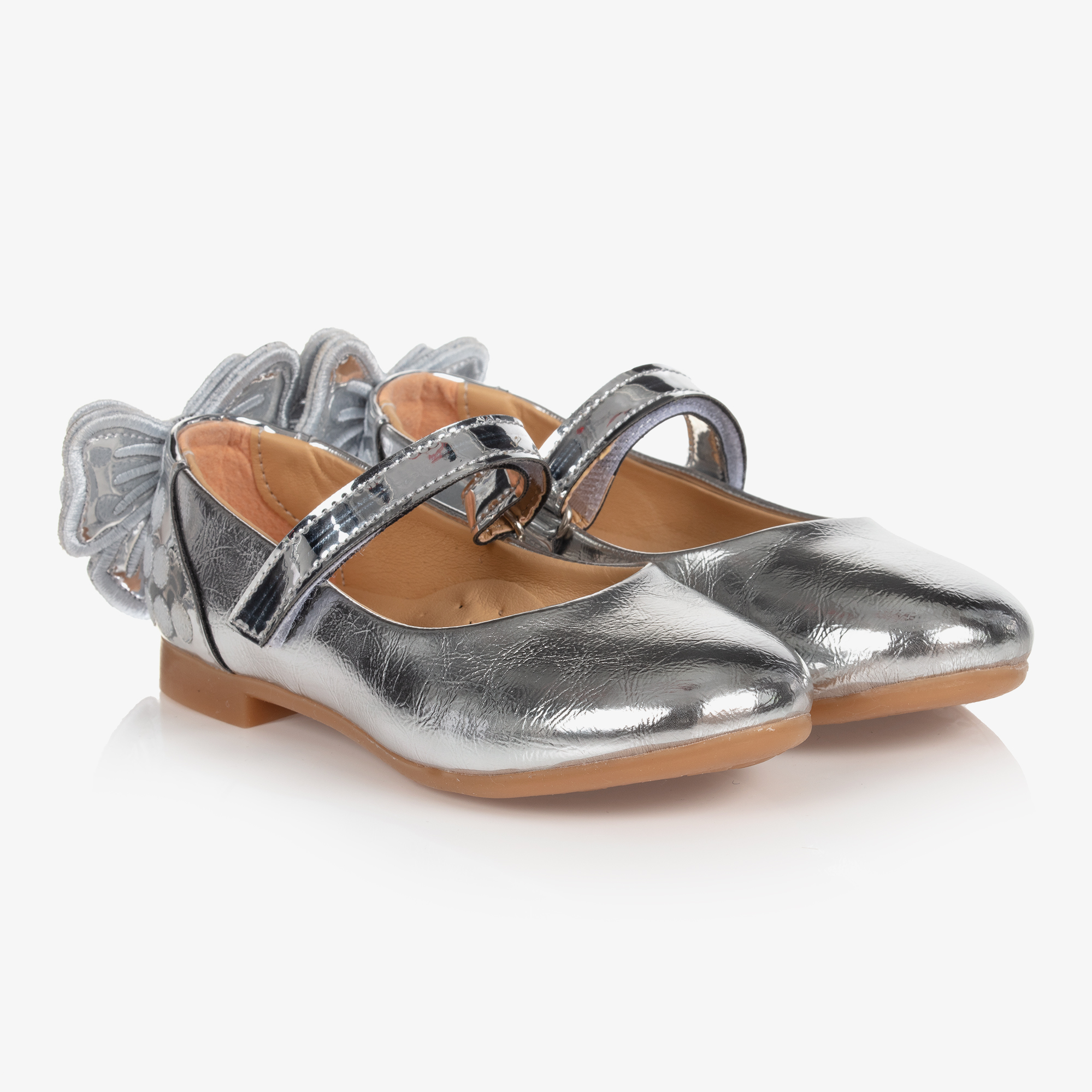 Silver flat shoes hot sale for girls