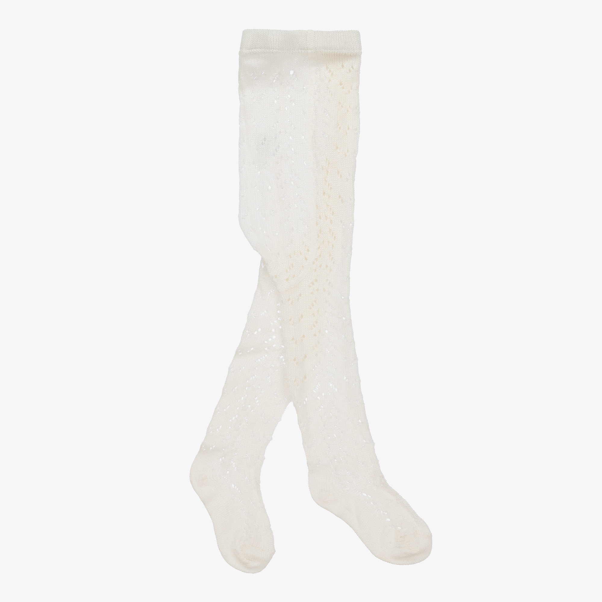 Carlomagno - Girls Ivory Cotton Bow Tights