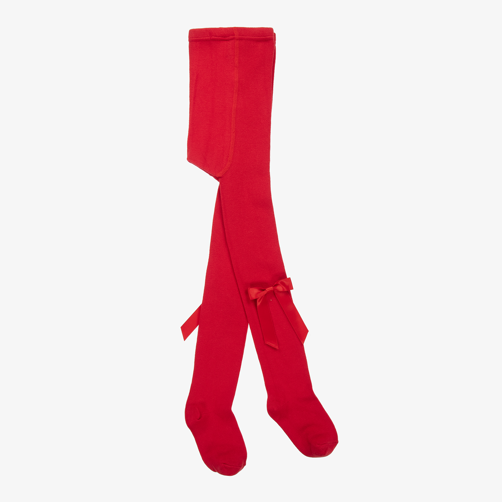 Carlomagno - Girls Red Cotton Bow Tights