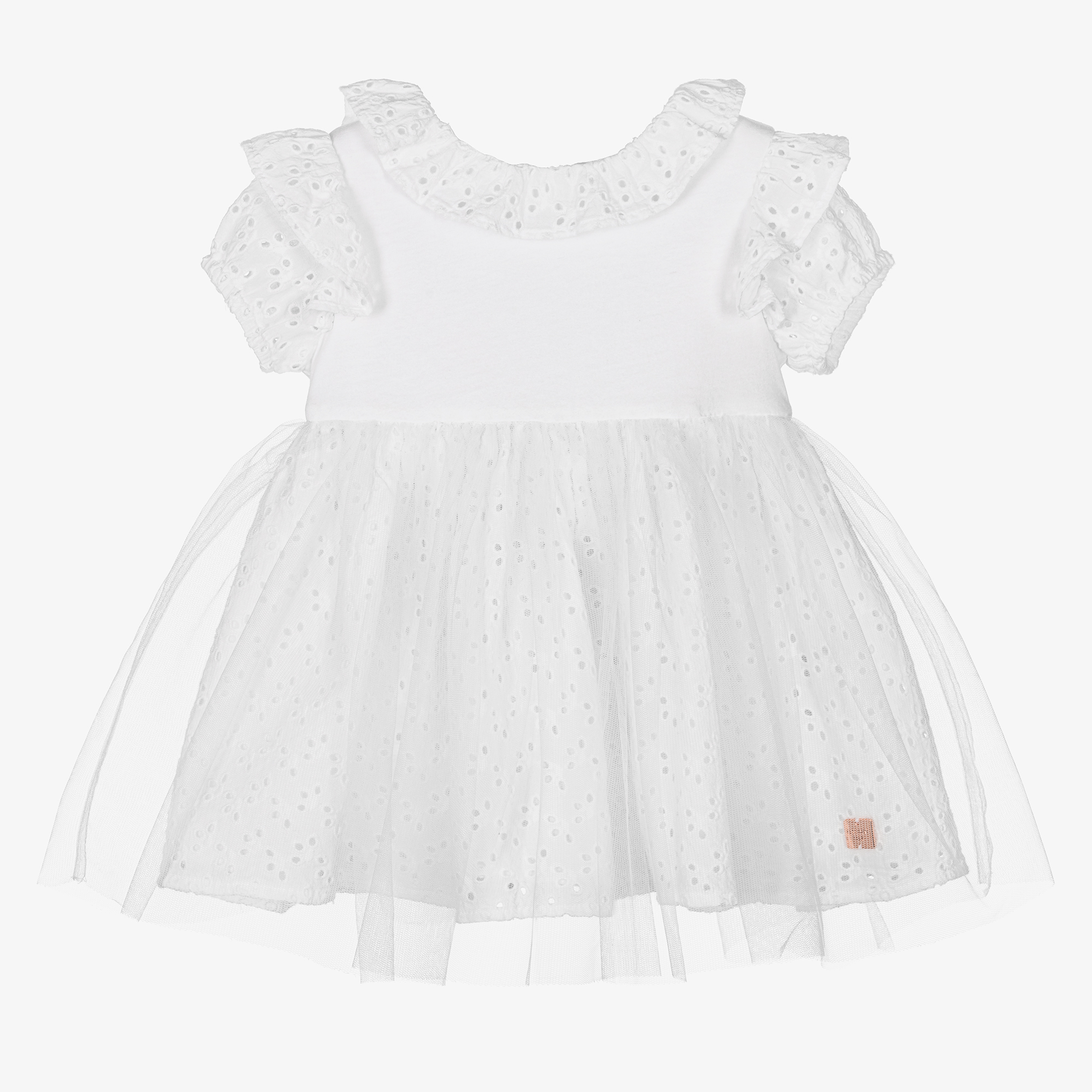 Carrément Beau - Girls Broderie Anglaise Dress | Childrensalon