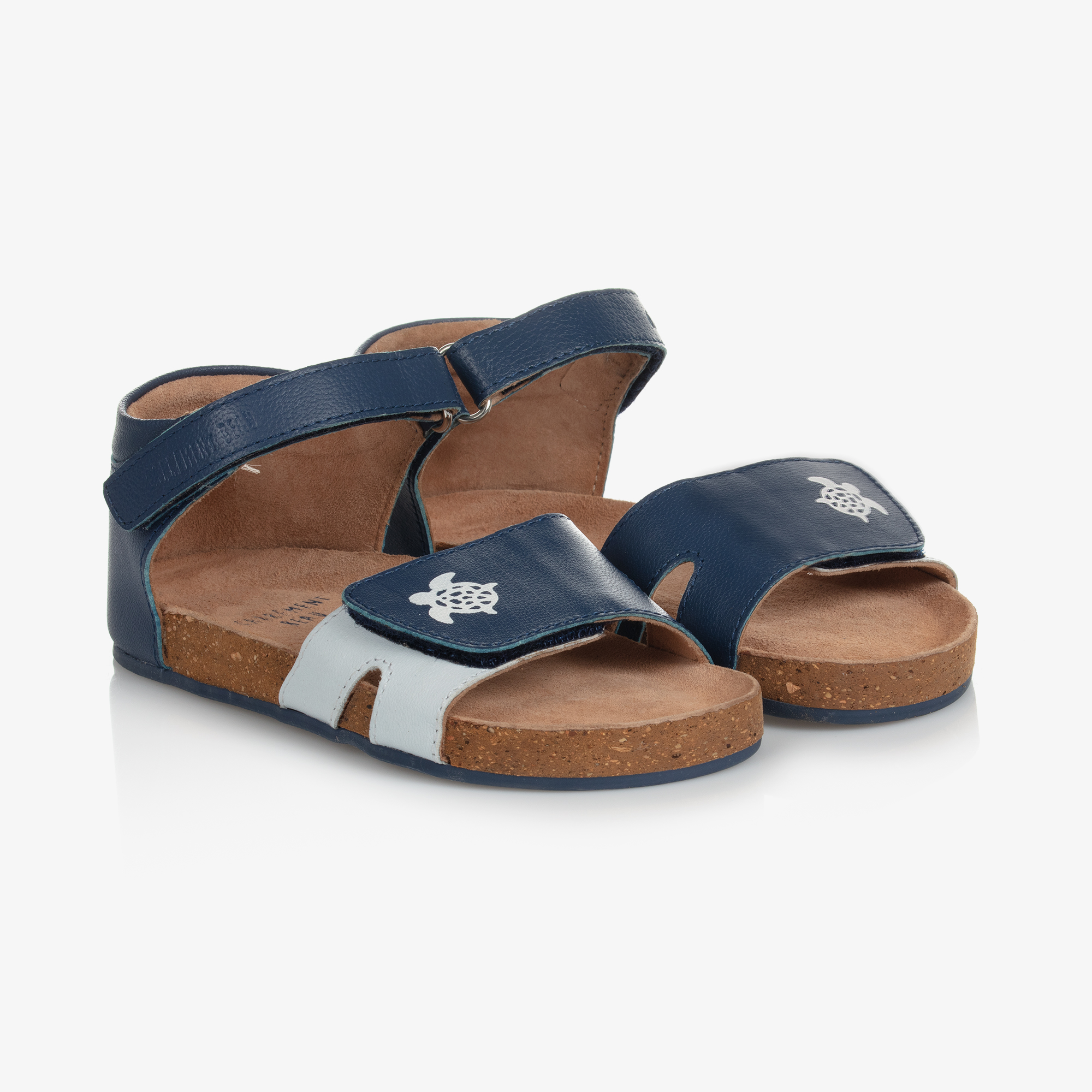 navy blue leather slides