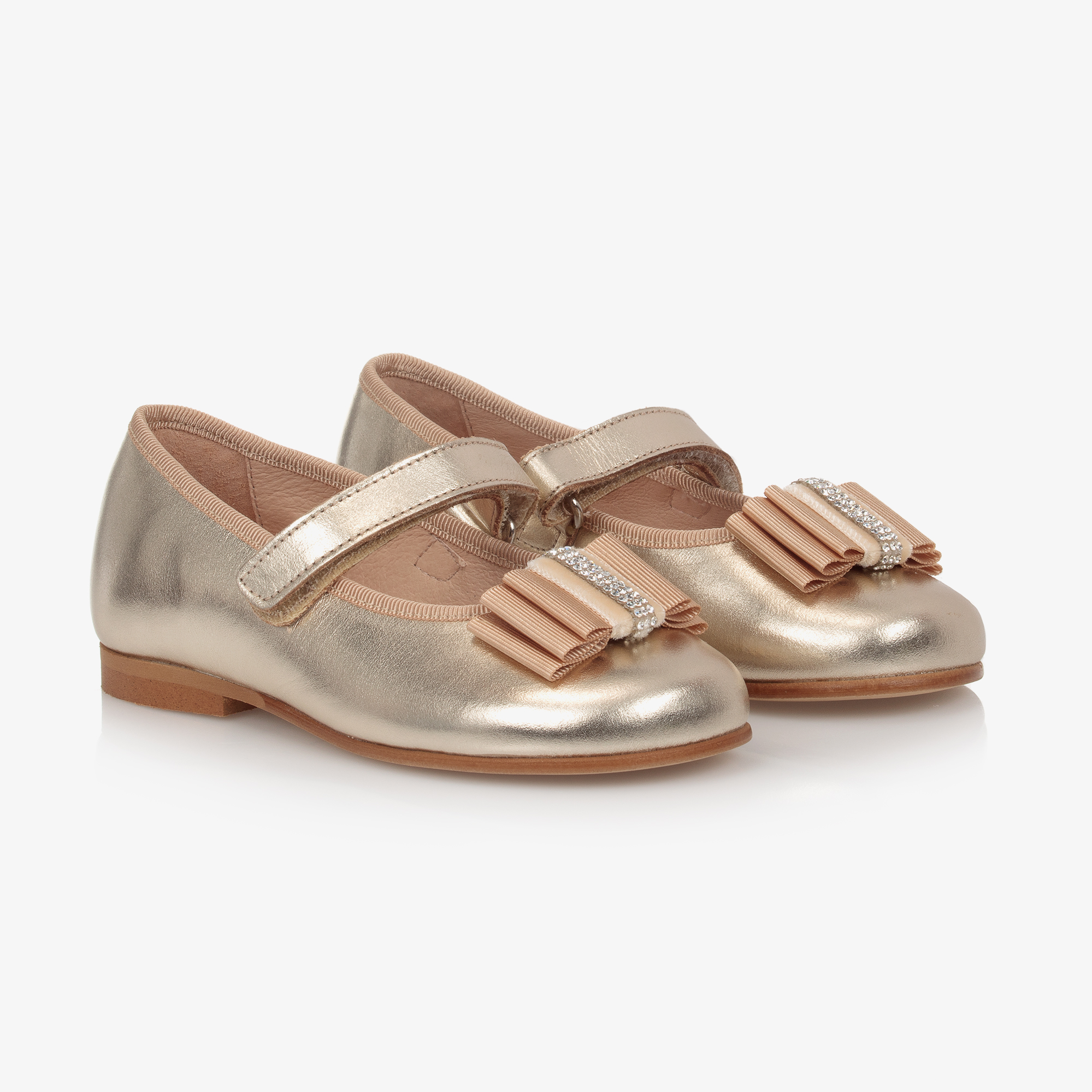 Monnalisa - Girls Gold Glitter Shoes | Childrensalon