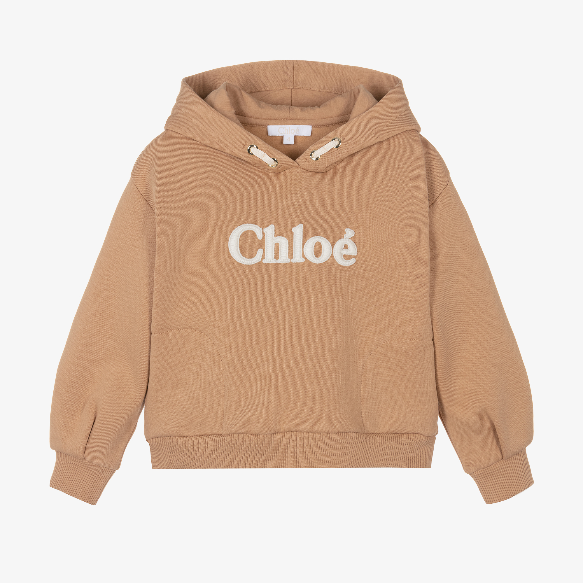 Chloé - Teen Beige Knitted Logo Hoodie | Childrensalon