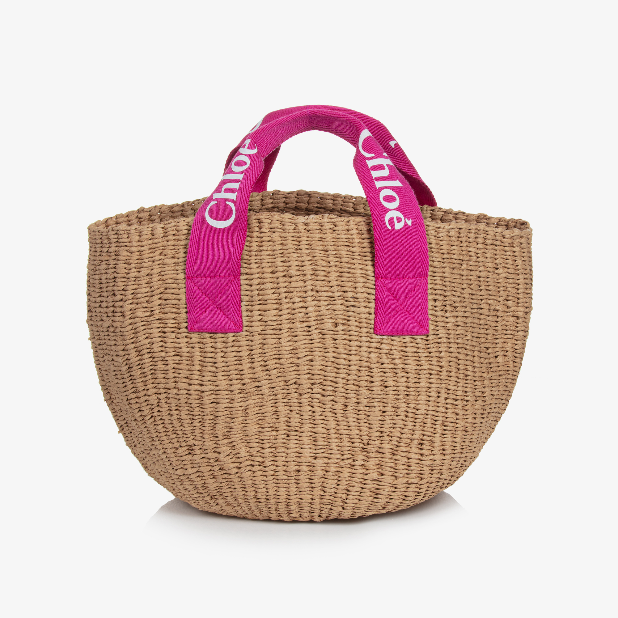 Chloé - Girls Beige Woven Straw Handbag (25cm) | Childrensalon