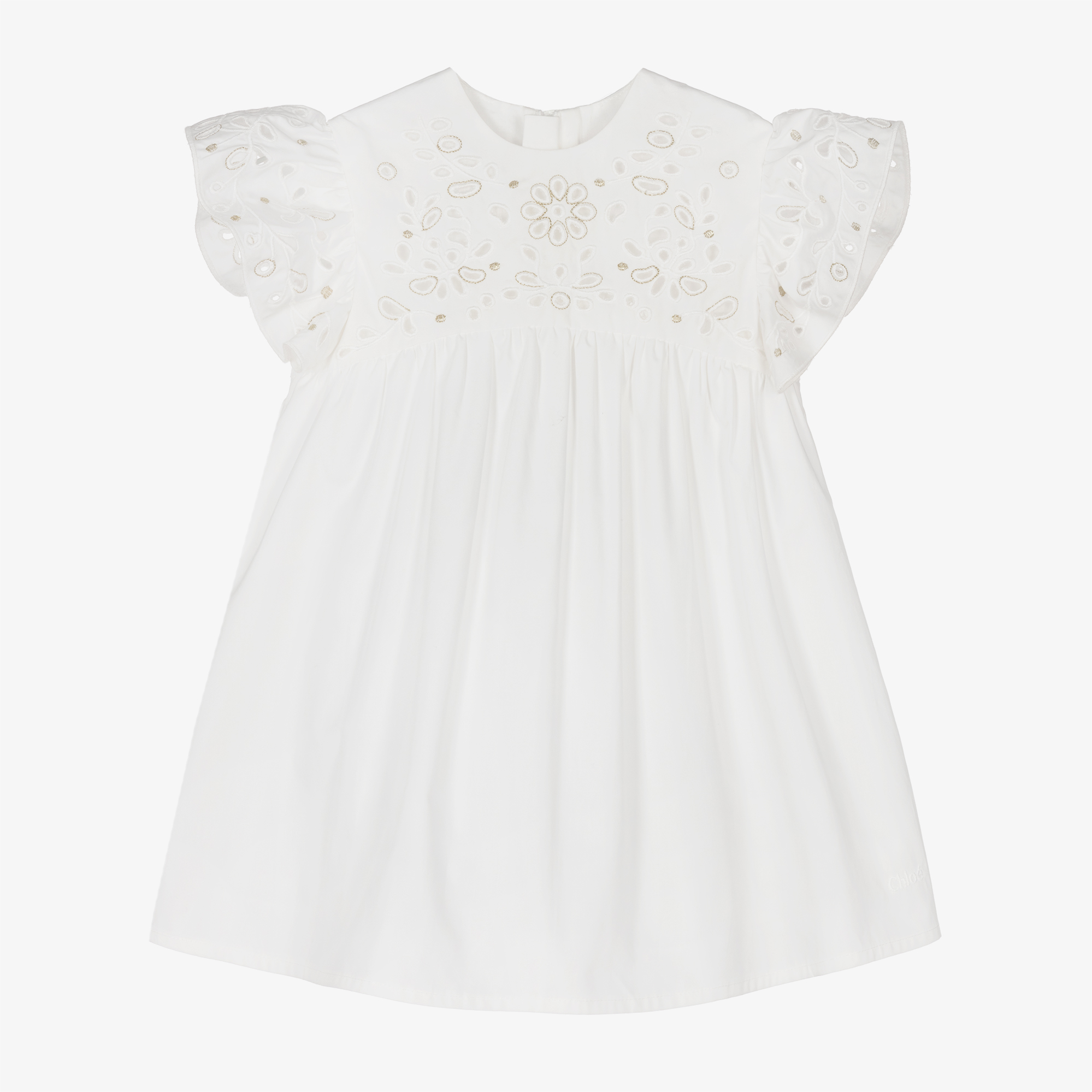 Chloé - Girls Blue & White Silk Dress | Childrensalon