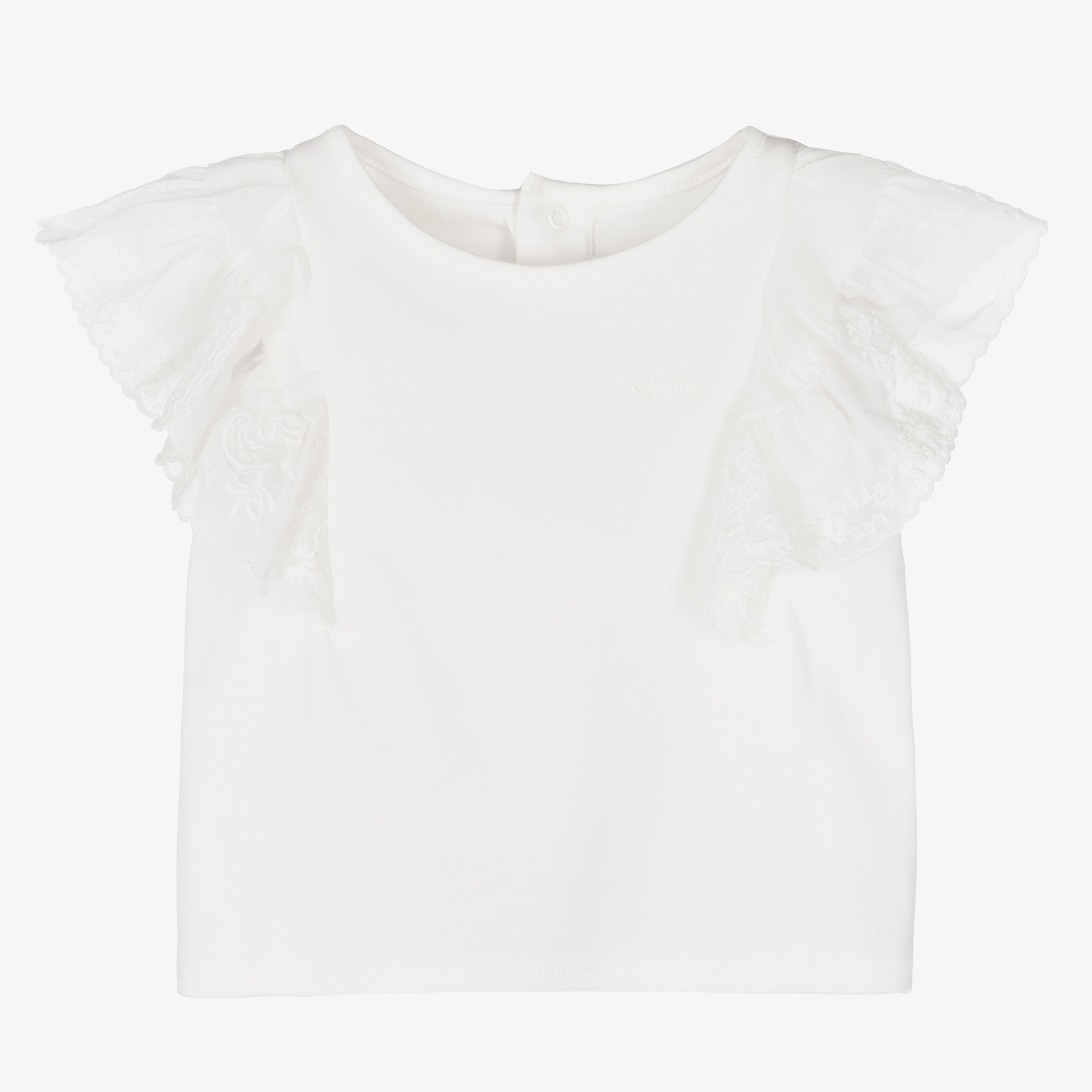 Chloé - Girls Ivory Cotton T-Shirt | Childrensalon