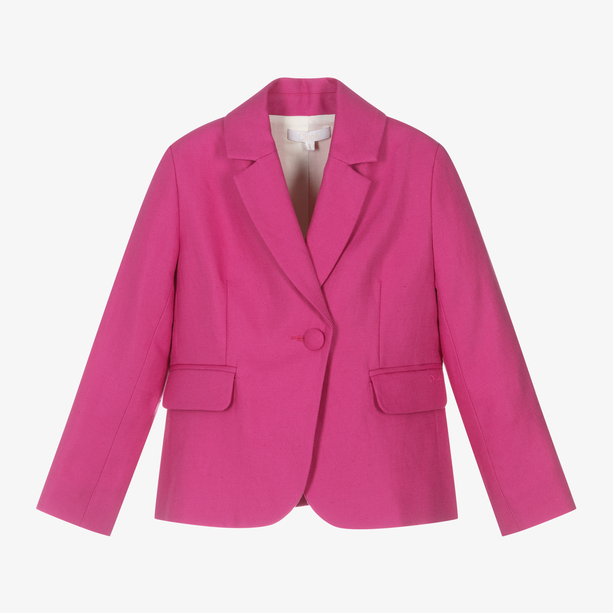 Chlo Girls Pink Linen Cotton Twill Blazer