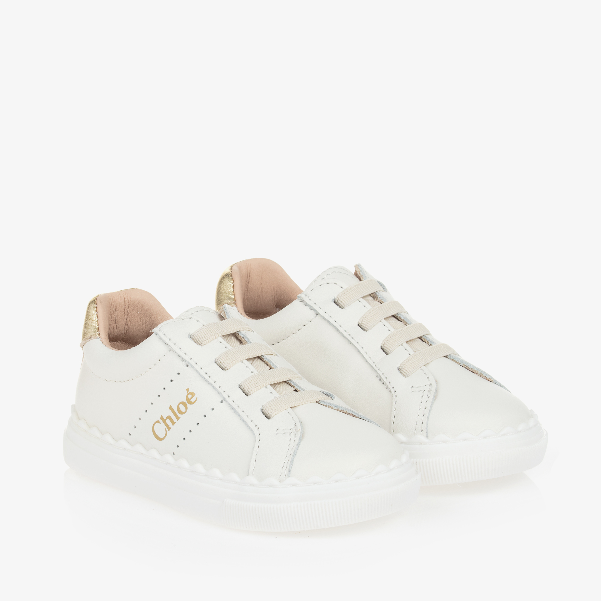 Chloe Girls White Leather Trainers