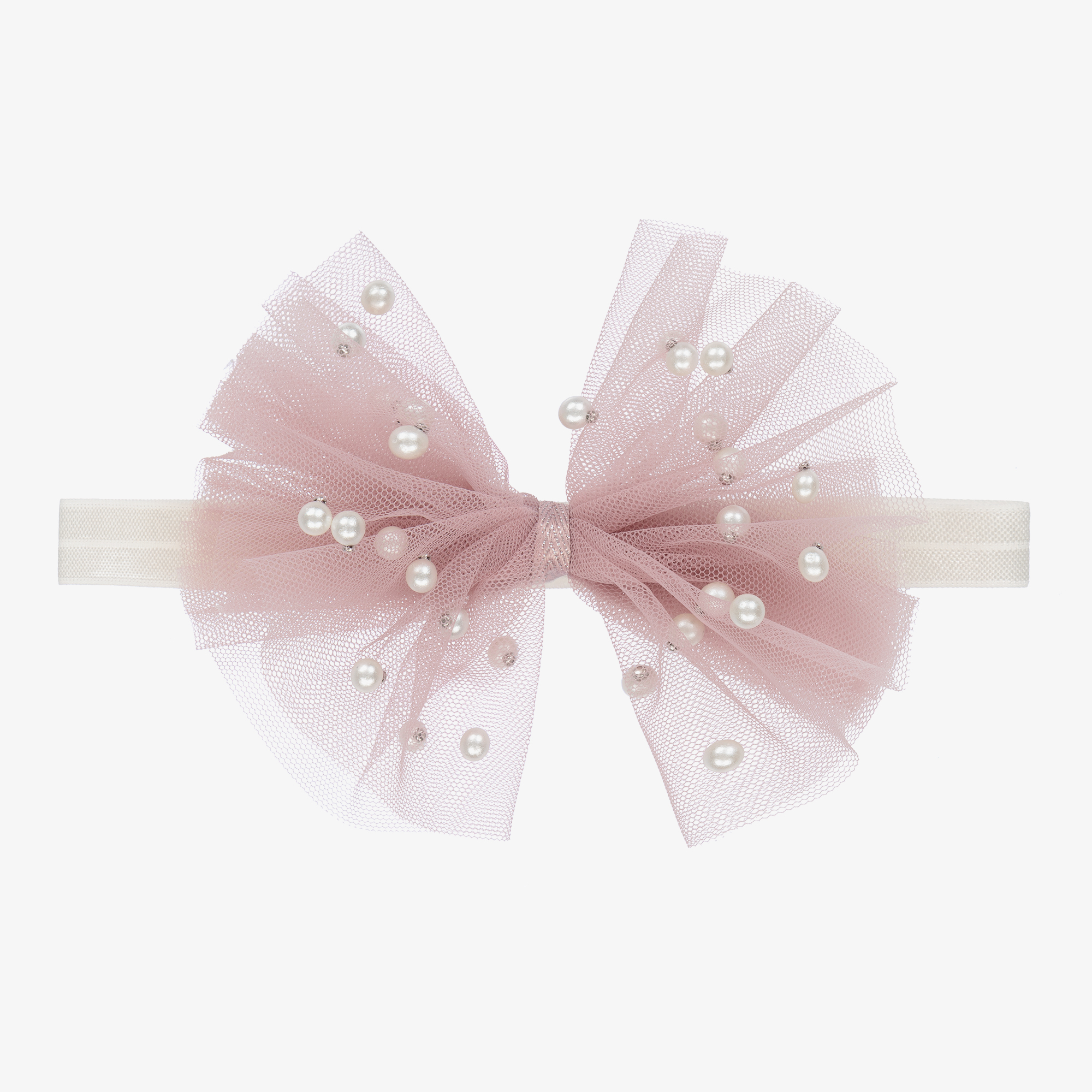 Cute Cute Girls Bow Headband (12cm) Girls Kids One Size Pink Tulle by Childrensalon