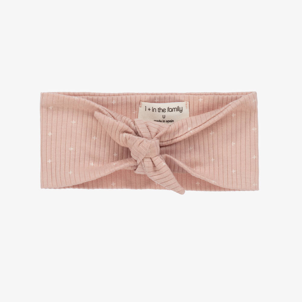 1 + in the family - Baby Girls Pink Cotton Bow Headband | Childrensalon