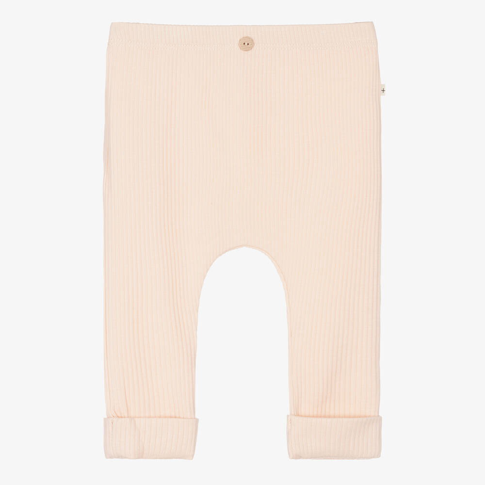 1 + in the family - Baby Girls Pink Ribbed Cotton Leggings  | Childrensalon