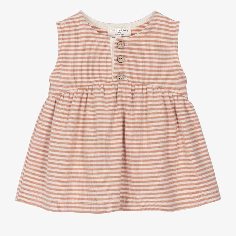 1 + in the family - Baby Girls Pink Striped Cotton Dress | Childrensalon
