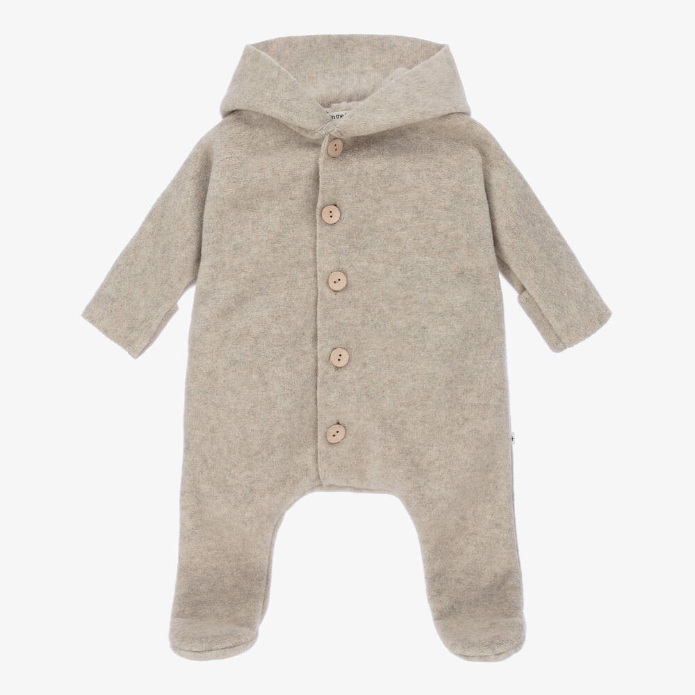 1 + in the family - Beige Bamboo Fleece Pramsuit | Childrensalon