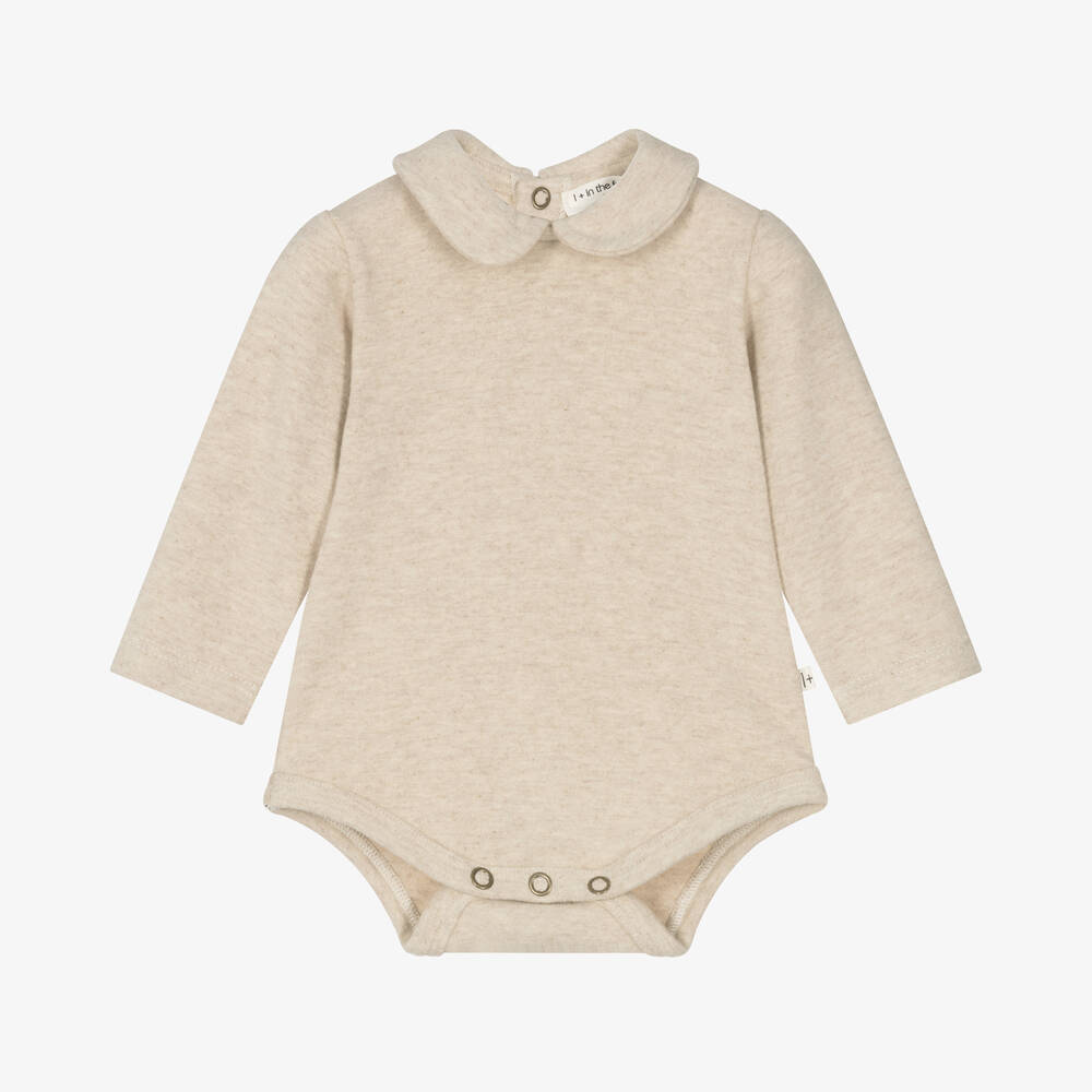 1 + in the family - Beige Cotton Bodysuit | Childrensalon