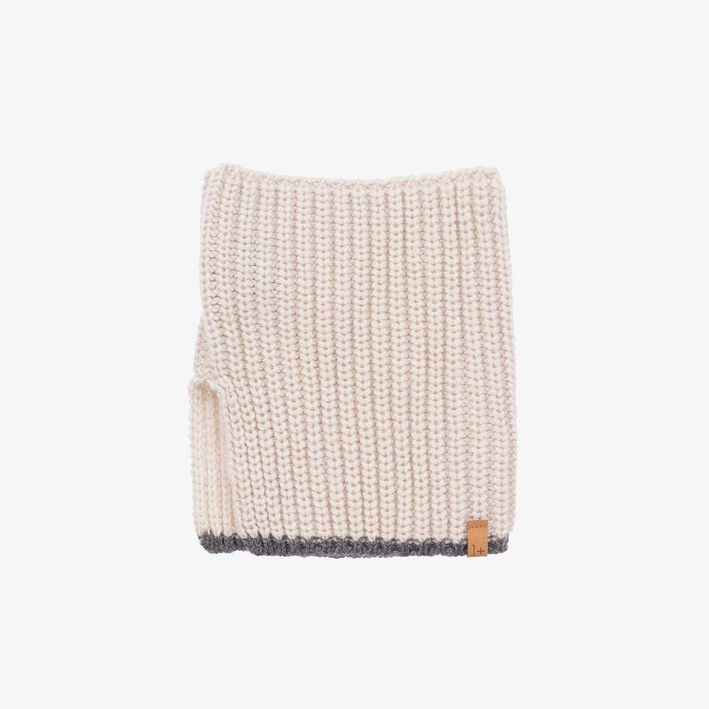 1 + in the family - Beige Merino Wool Rib Knit Snood | Childrensalon