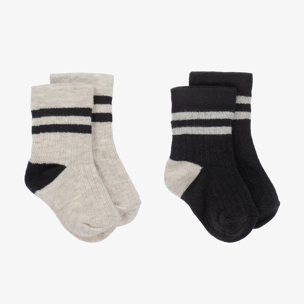 1 + in the family - Black & Beige Cotton Socks | Childrensalon