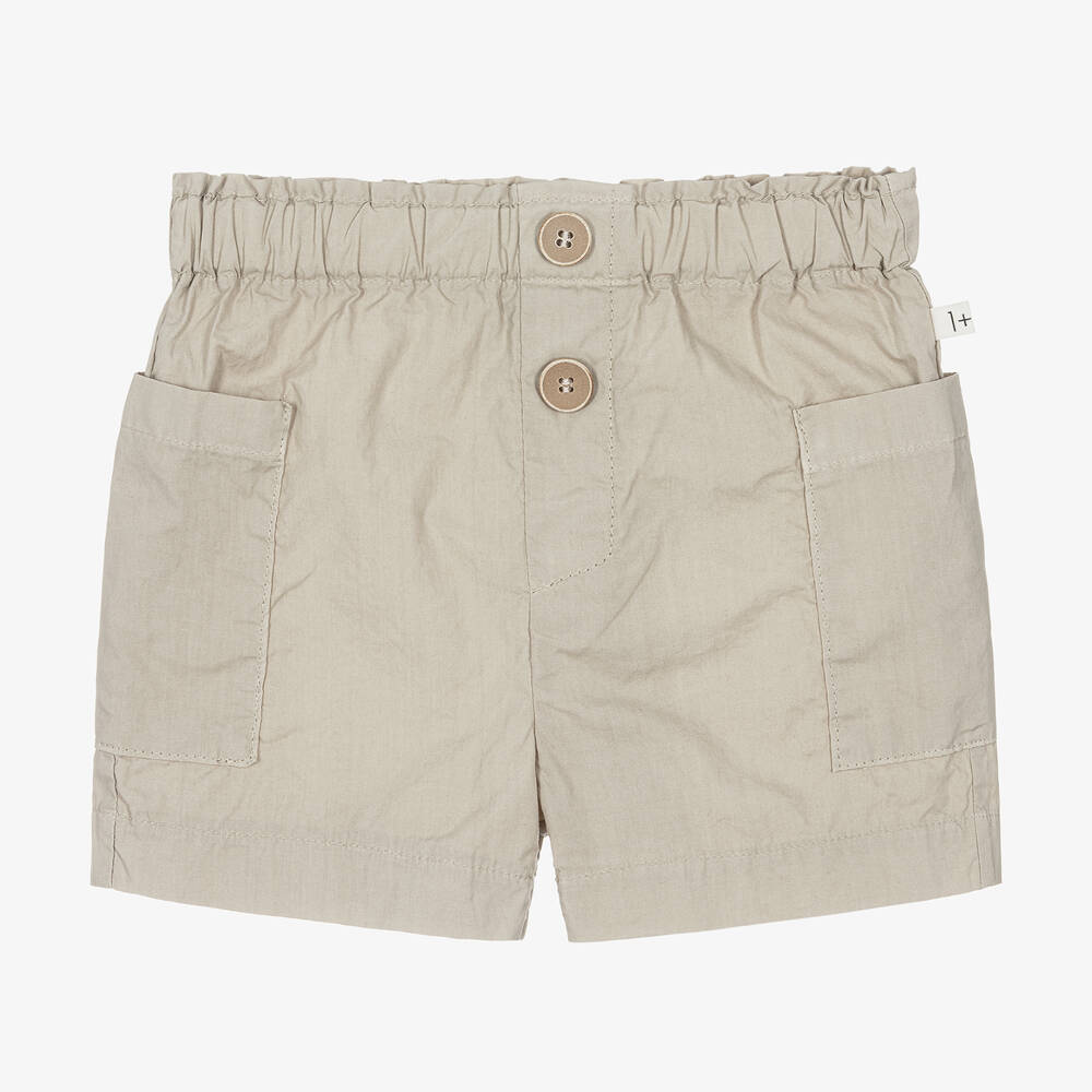 1 + in the family - Boys Beige Cotton Shorts | Childrensalon