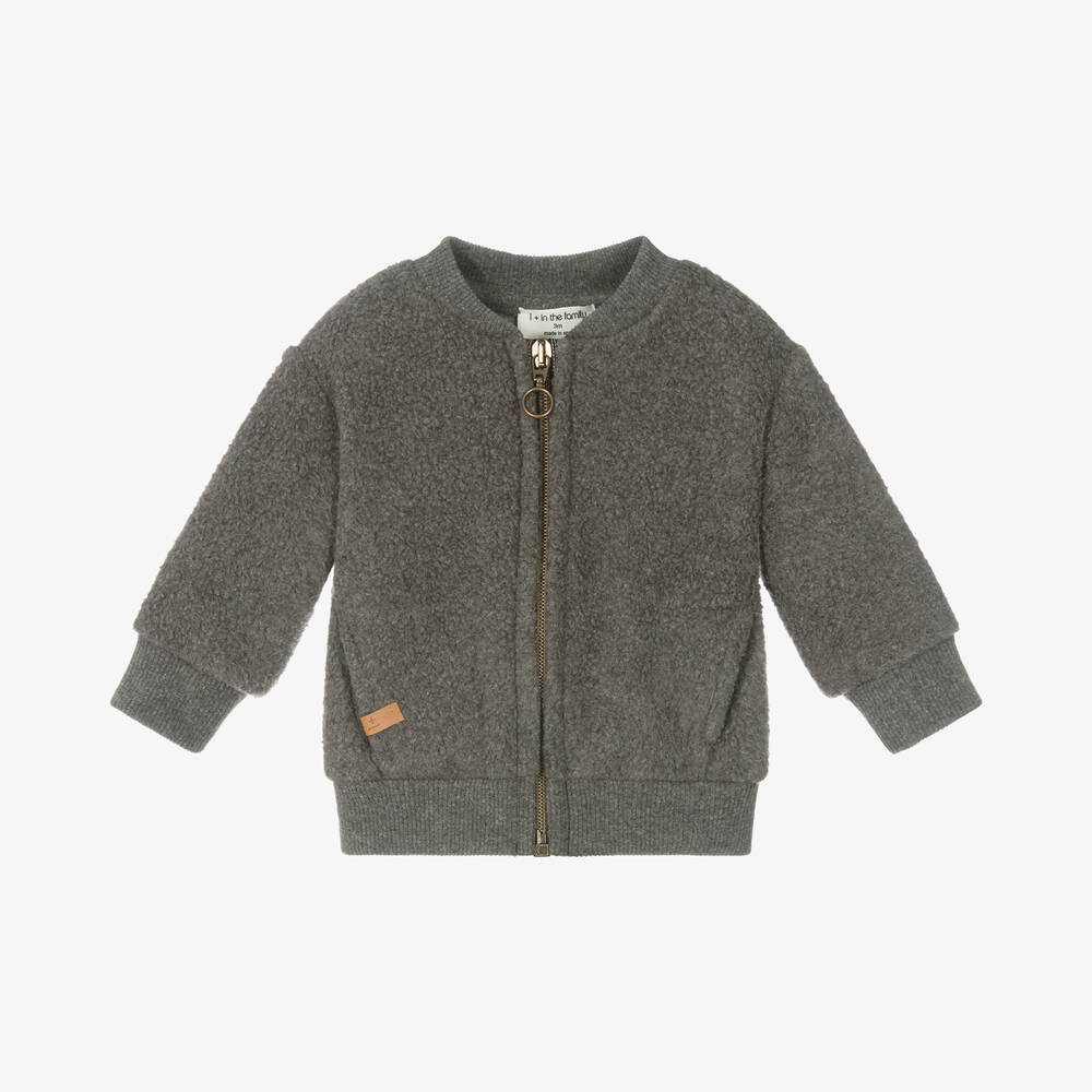 1 + in the family - Boys Grey Fleece Zip-Up Top | Childrensalon