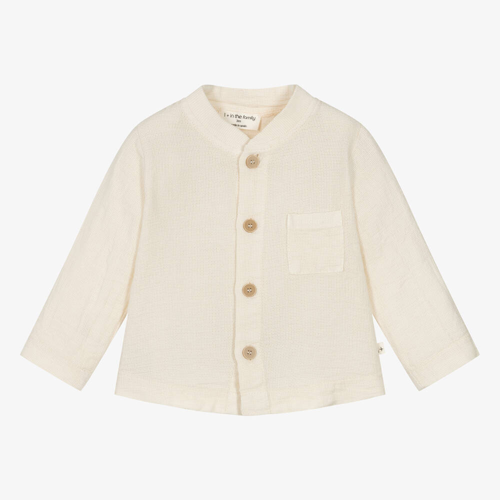 1 + in the family - Boys Ivory Cotton Shirt | Childrensalon