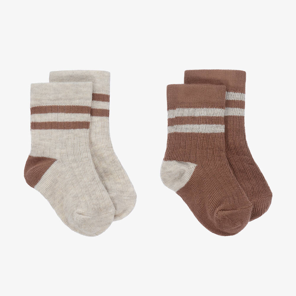 1 + in the family - Brown & Beige Cotton Socks | Childrensalon