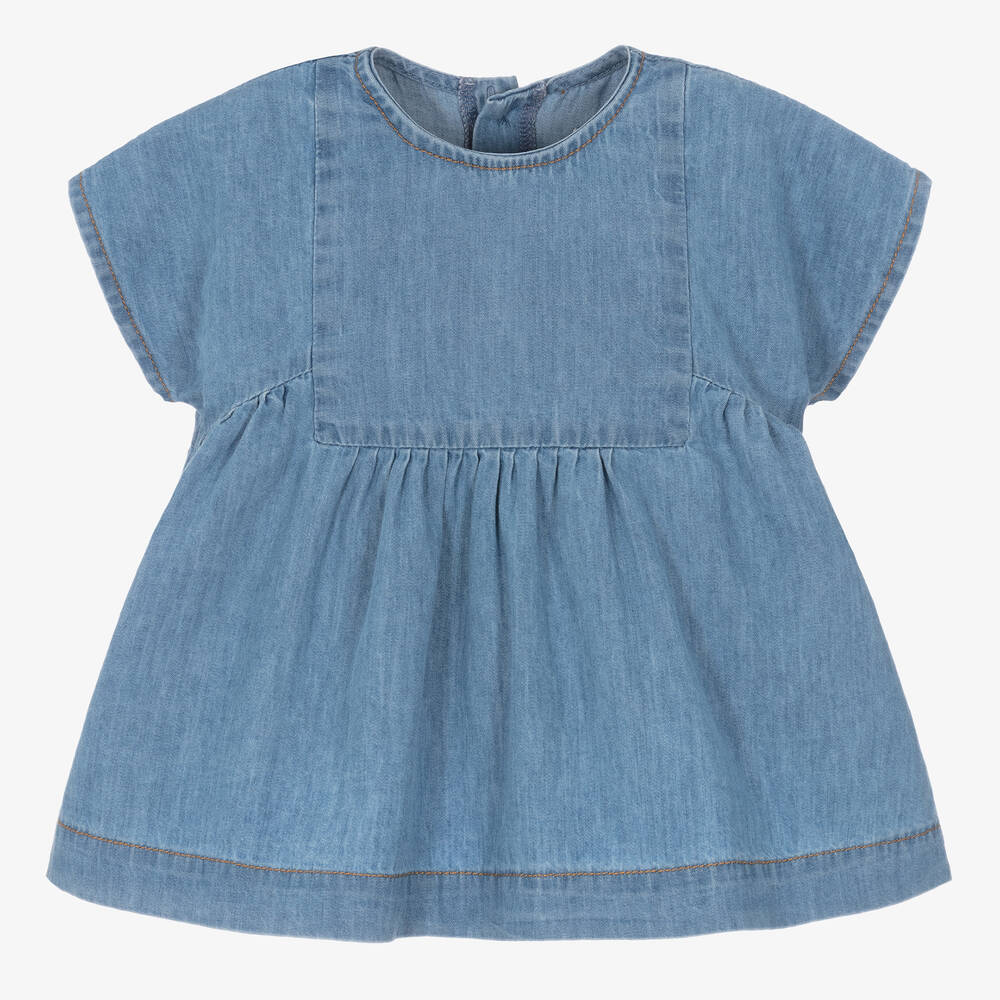 Shop 1+ In The Family 1 + In The Family Girls Blue Cotton Chambray Dress