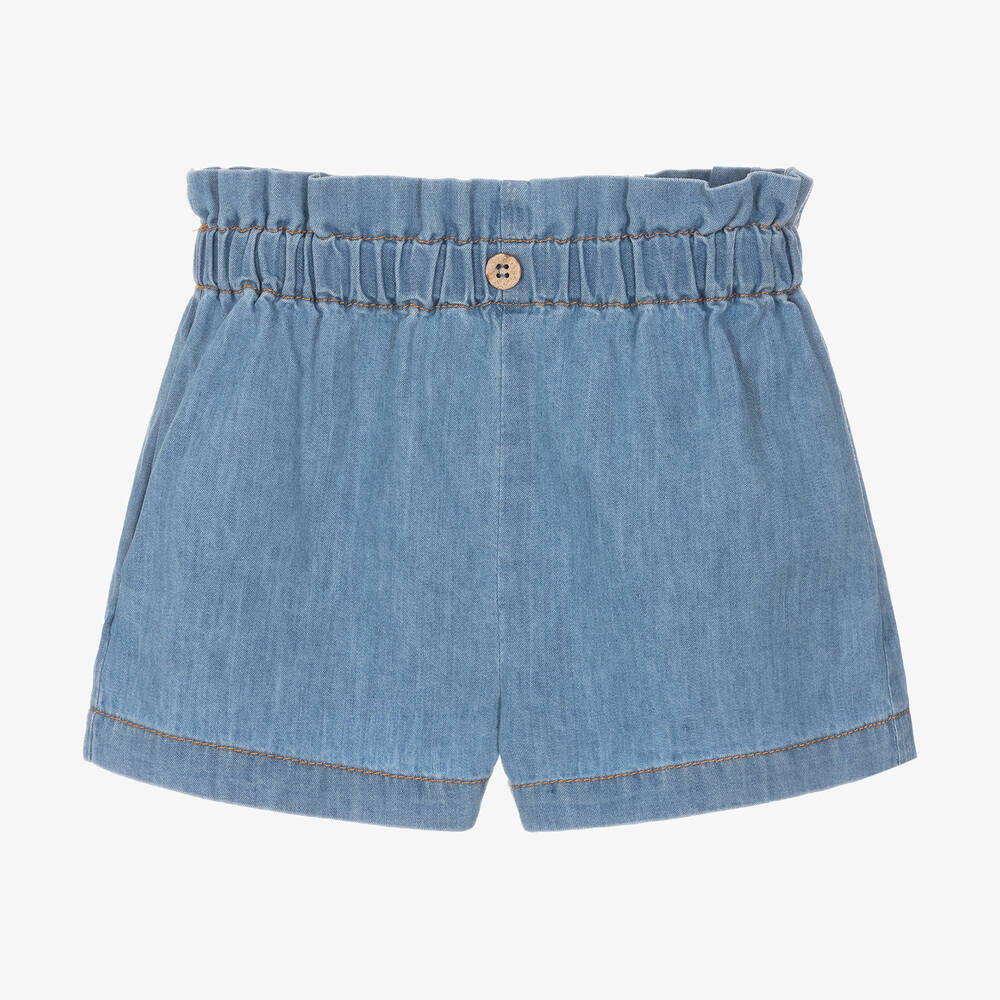Shop 1+ In The Family 1 + In The Family Girls Blue Cotton Chambray Shorts