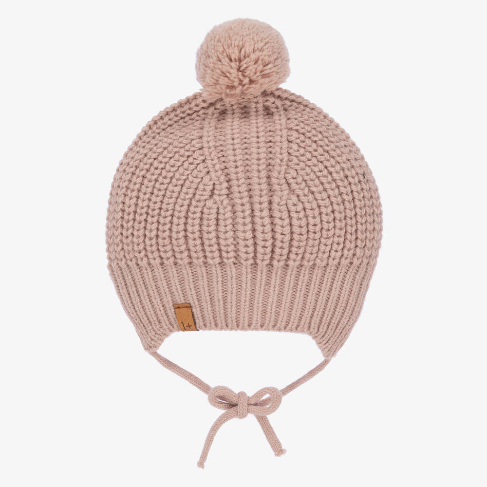 1+ In The Family Babies' Girls Blush Pink Knitted Pom-pom Hat