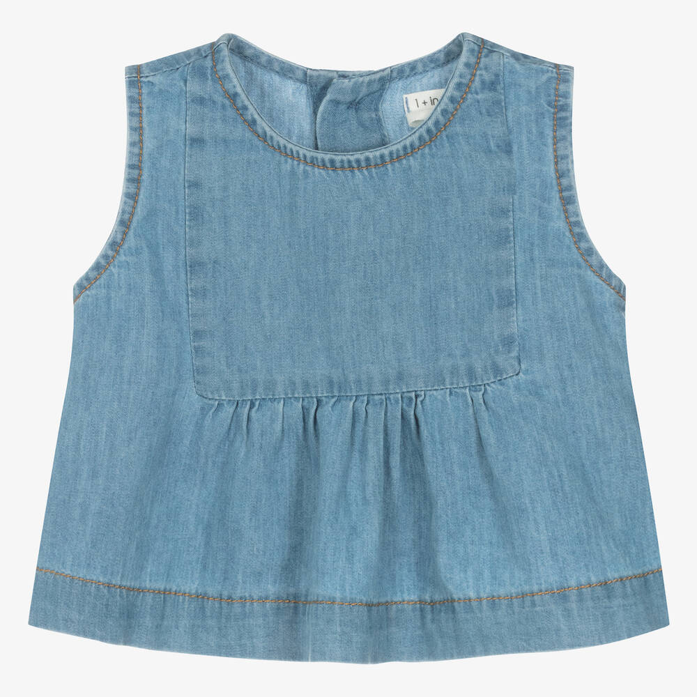 Shop 1+ In The Family 1 + In The Family Girls Denim Blue Chambray Blouse
