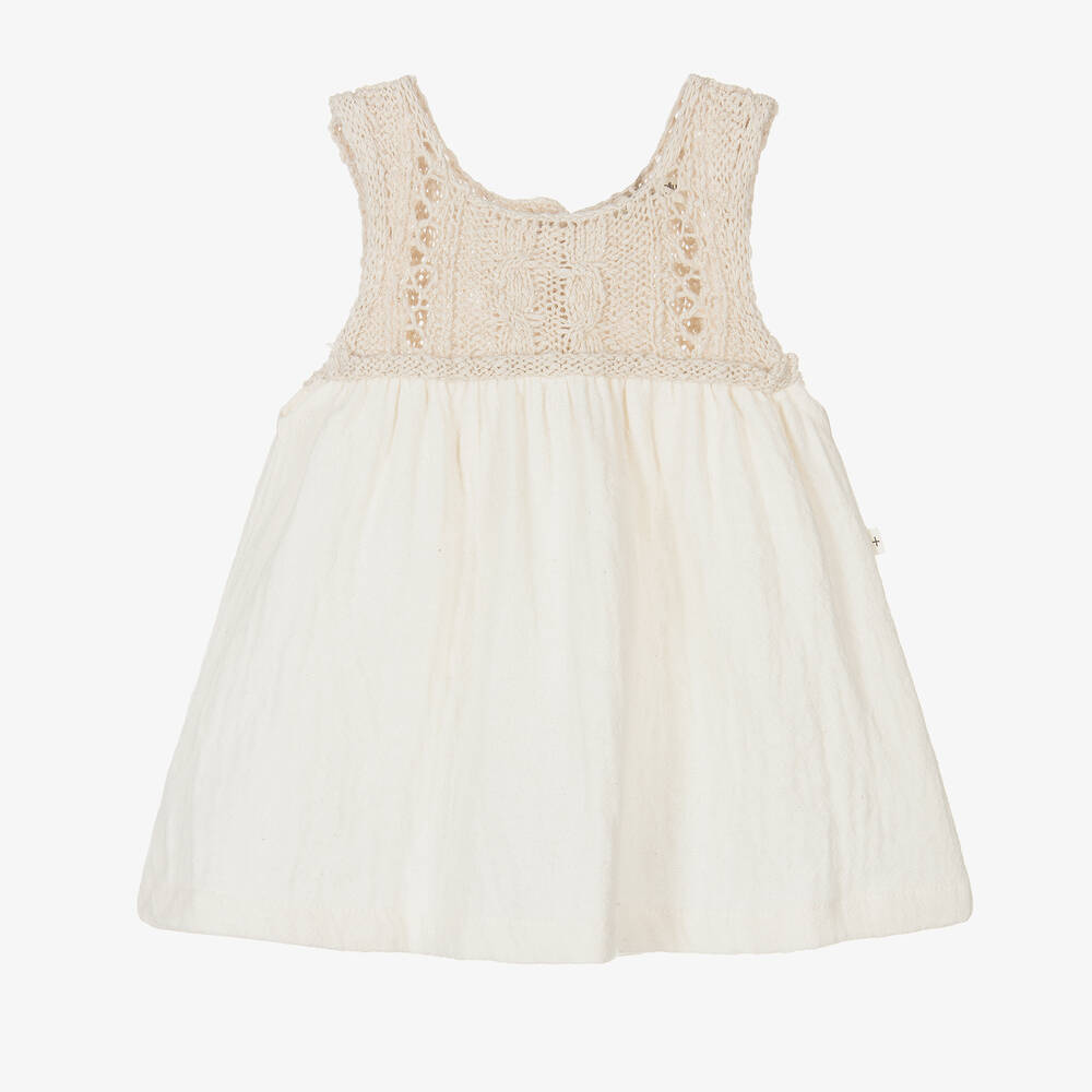 1+ In The Family Babies' 1 + In The Family Girls Ivory Crochet Dress