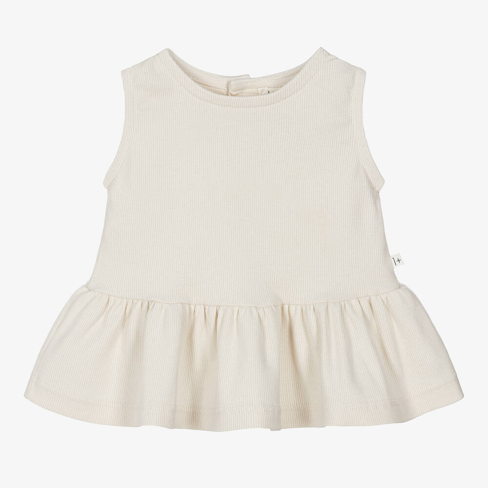 Shop 1+ In The Family 1 + In The Family Girls Ivory Ribbed Cotton Sleeveless Top