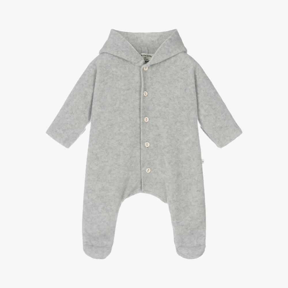 1 + in the family - Grey Bamboo Fleece Pramsuit | Childrensalon