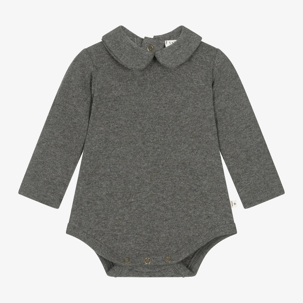 1 + in the family - Grey Cotton Bodysuit | Childrensalon