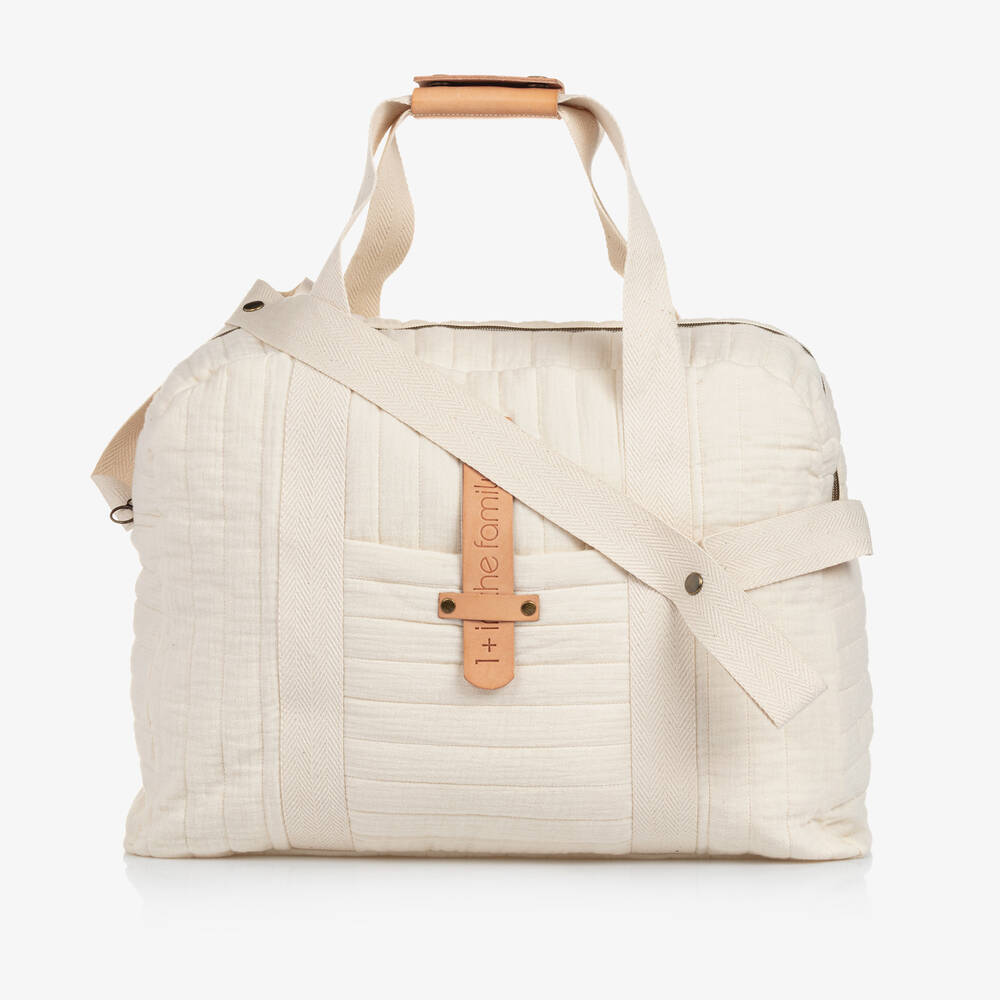 1 + in the family - Ivory Cotton Changing Bag (43cm) | Childrensalon