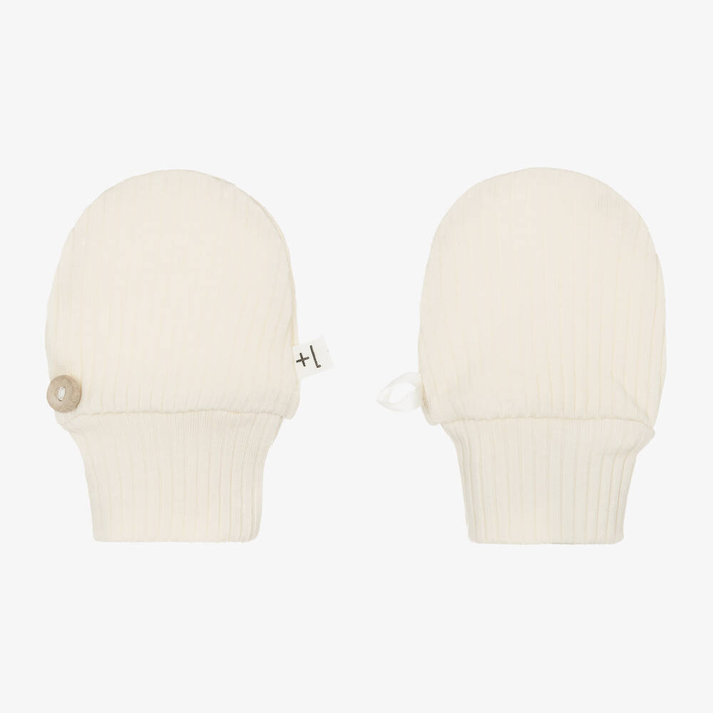 1 + in the family - Ivory Cotton & Modal Baby Scratch Mittens | Childrensalon